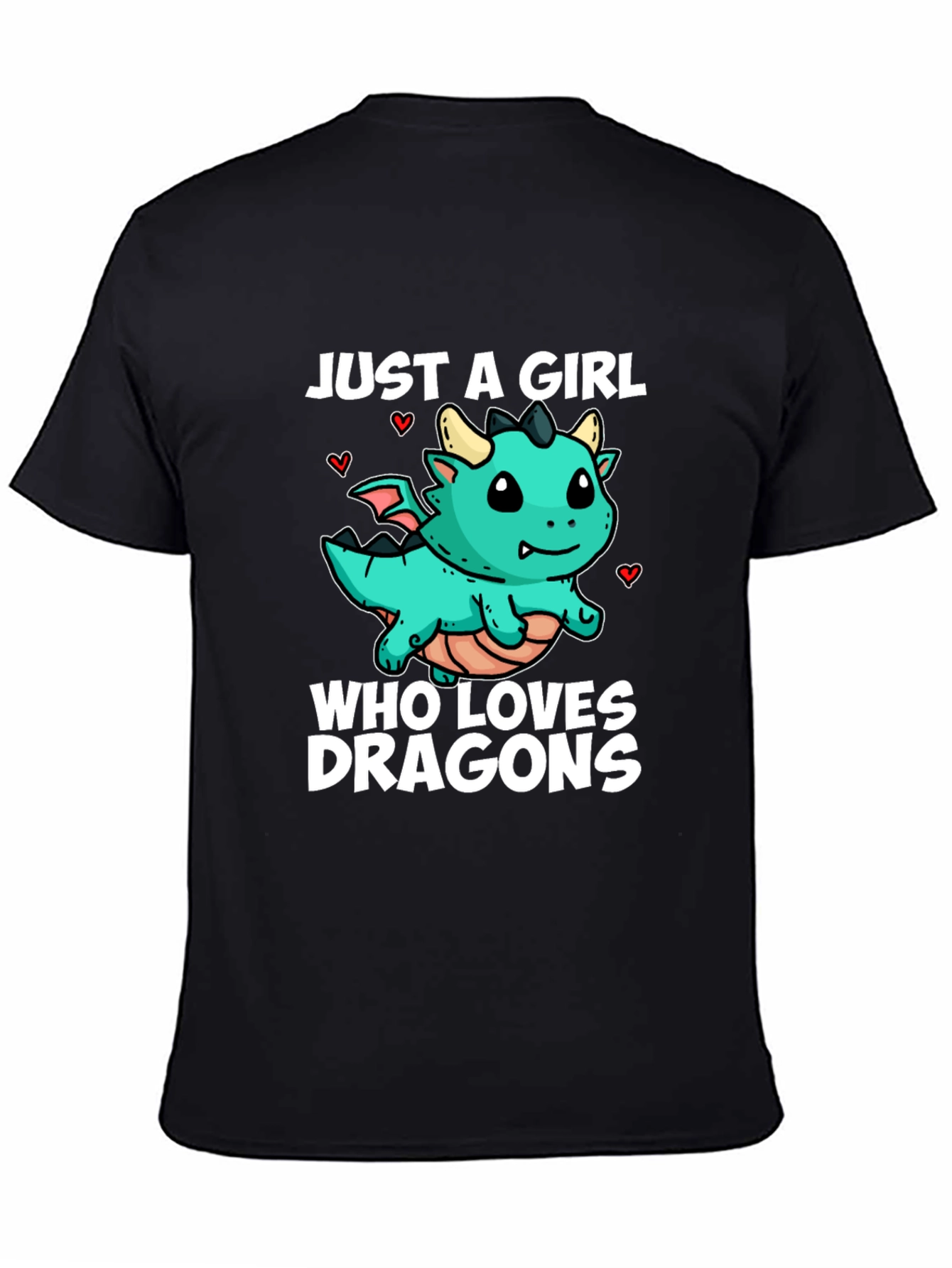 Black Girl Dragon Lover Black T-Shirt view 4