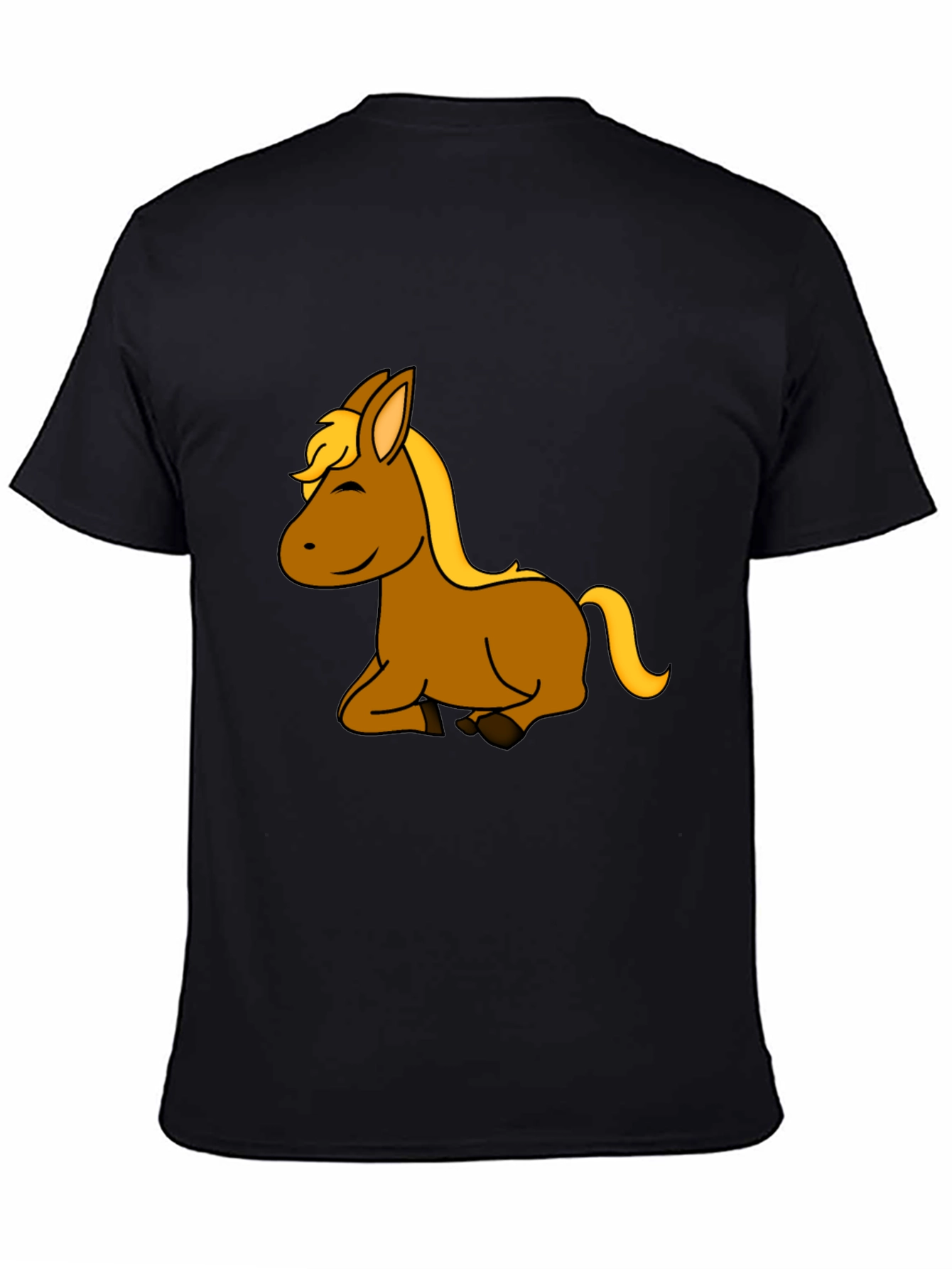 Black Cartoon Horse Graphic T-Shirt view 4