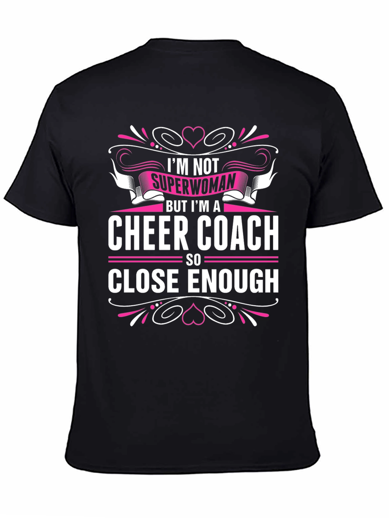Black Cheer Coach Graphic Tee - Superwoman Close Enough T-Shirt view 4