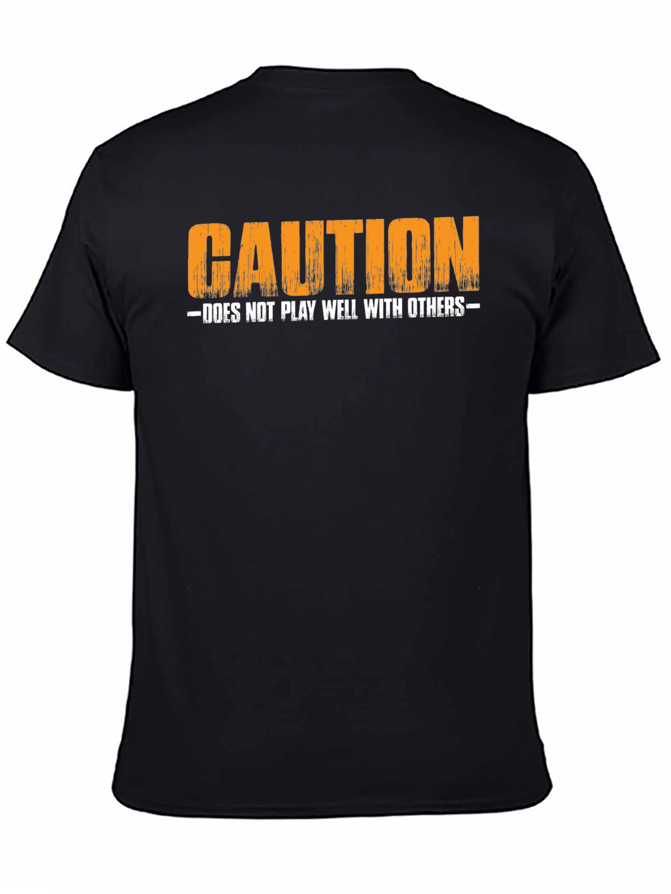 Black Caution: Does Not Play Well With Others T-Shirt view 4
