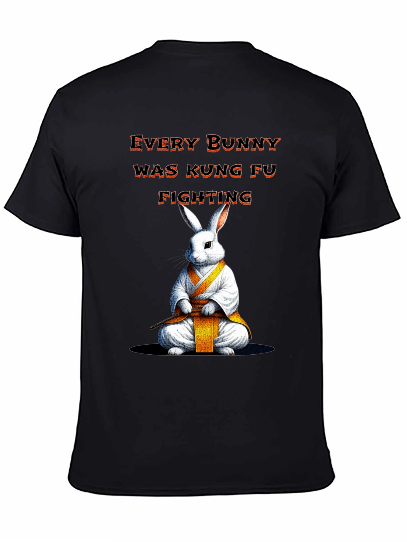 Black Kung Fu Bunny T-Shirt - Every Bunny Was Kung Fu Fighting view 4