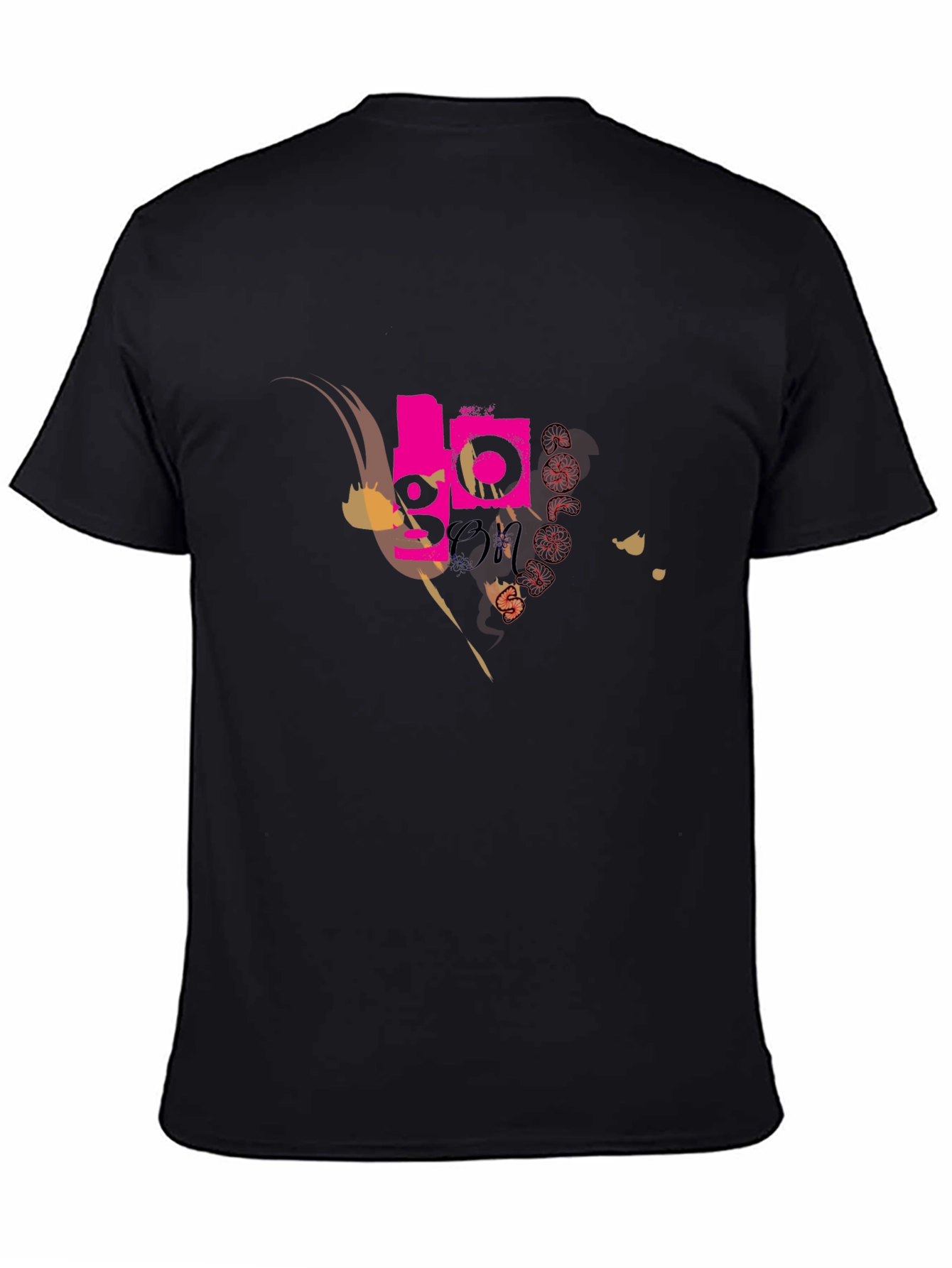 Black Abstract Graphic Print Black T-Shirt view 4