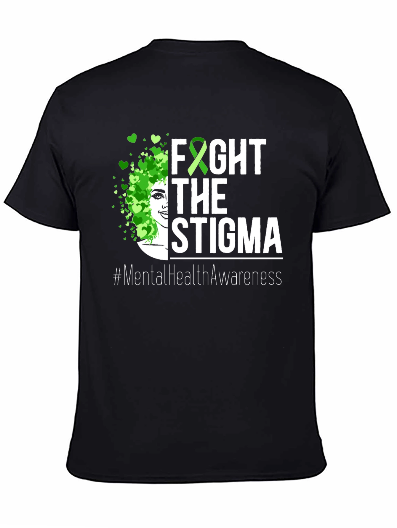 Black Fight the Stigma Mental Health Awareness Tee view 4