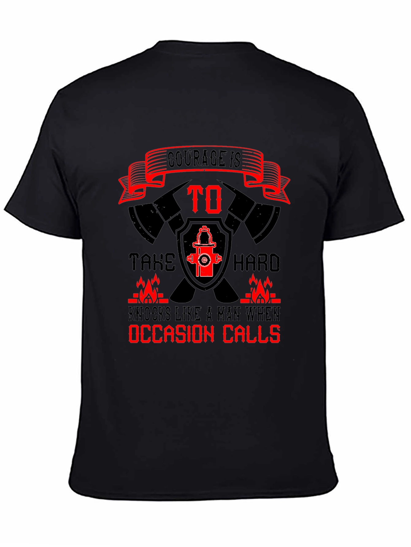 Black Courage Firefighter T-Shirt - Black Cotton Tee view 4