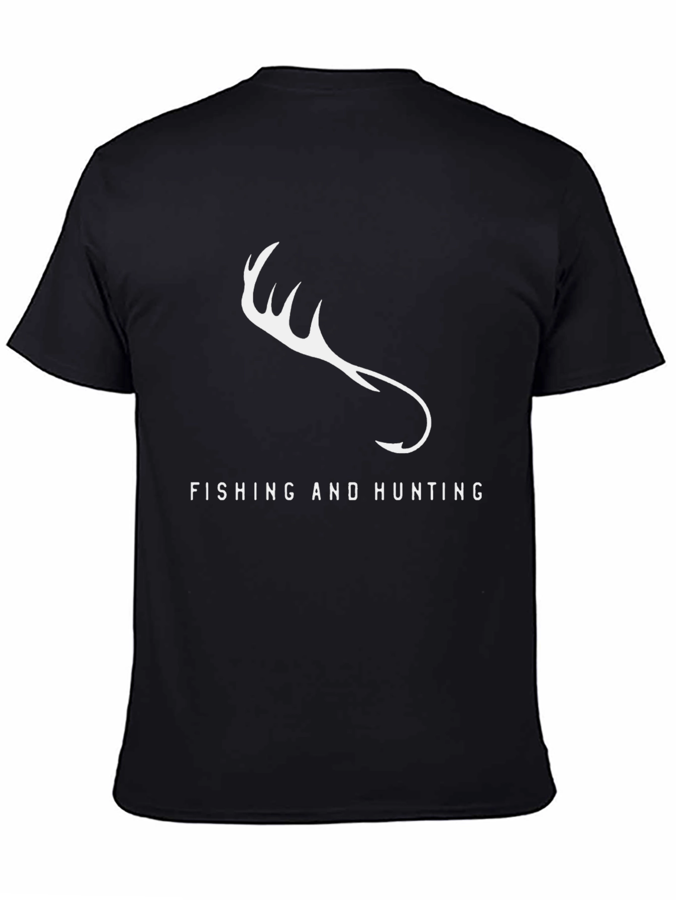 Black Fishing & Hunting Graphic Tee - Black Cotton T-Shirt view 4