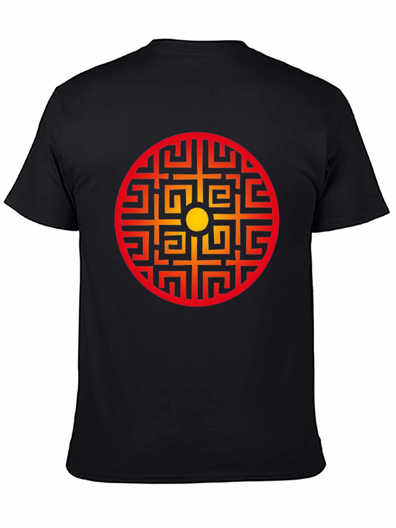 Black Geometric Circle Graphic Tee - Stylish Black Shirt view 4