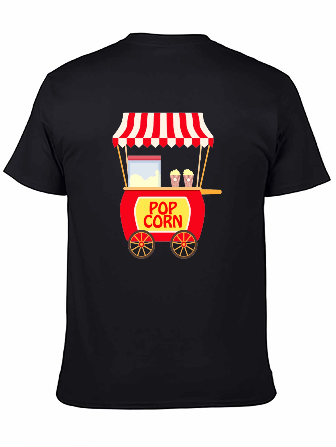 Black Popcorn Cart T-Shirt - Unique Foodie Tee view 4