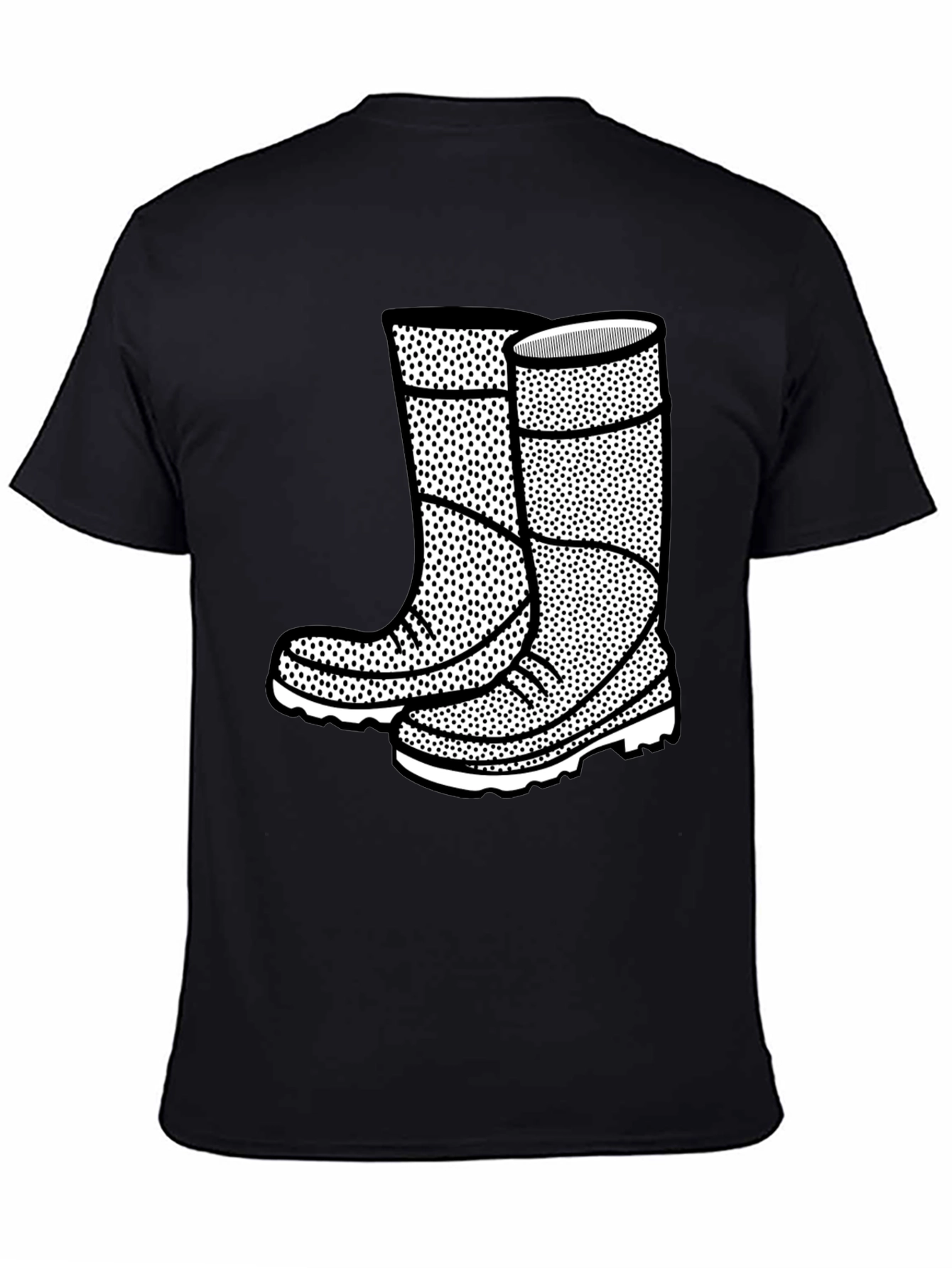 Black Graphic Tee: Rain Boots Design view 4