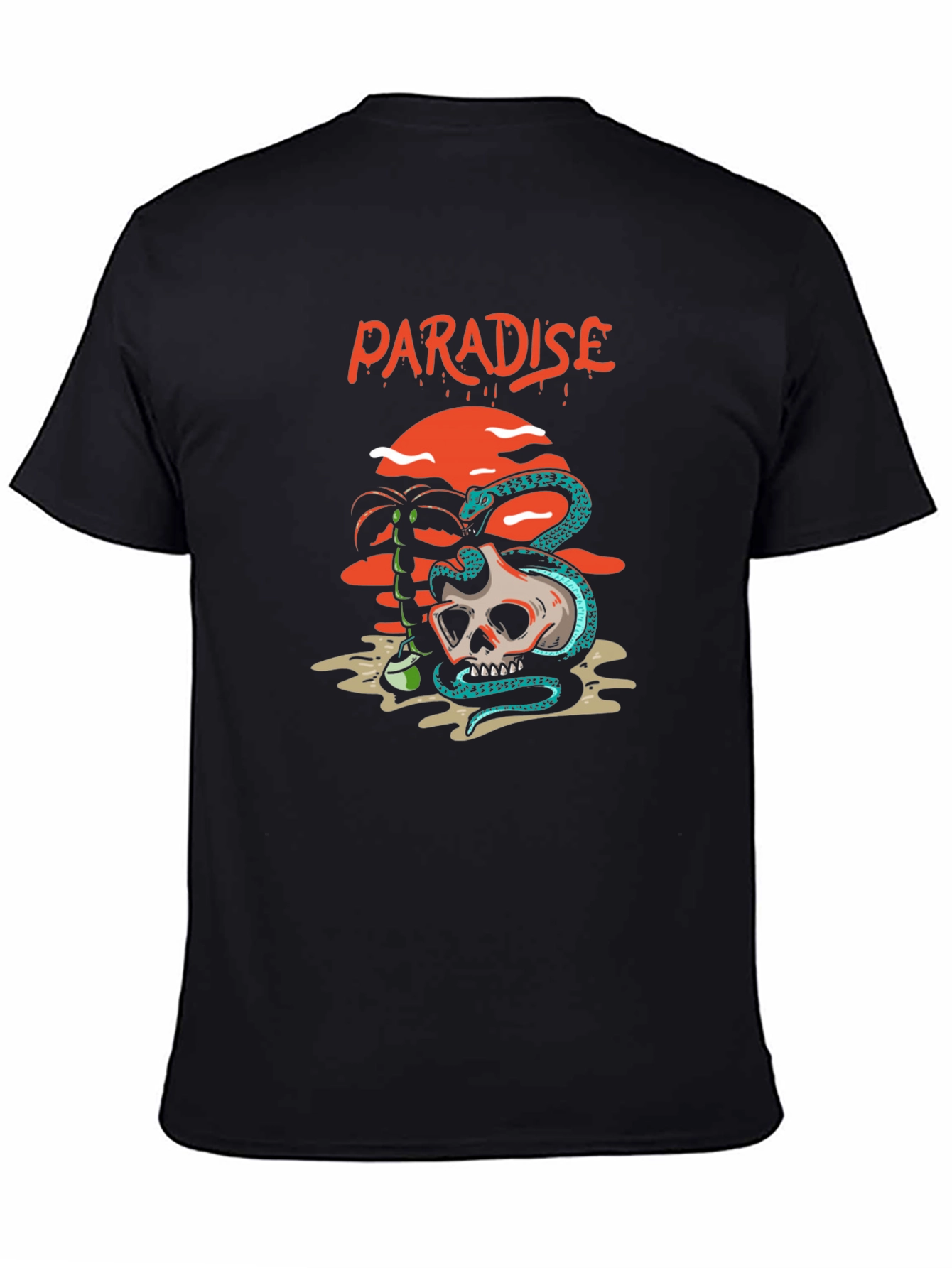 Black Paradise Skull & Snake Graphic Tee view 4