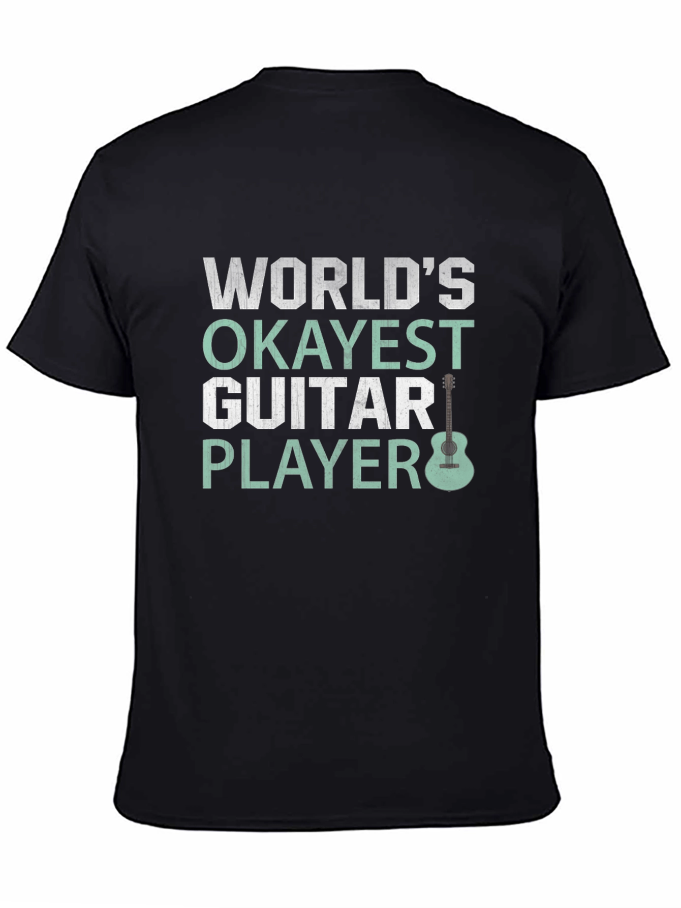 Black World's Okayest Guitar Player Black T-Shirt view 4