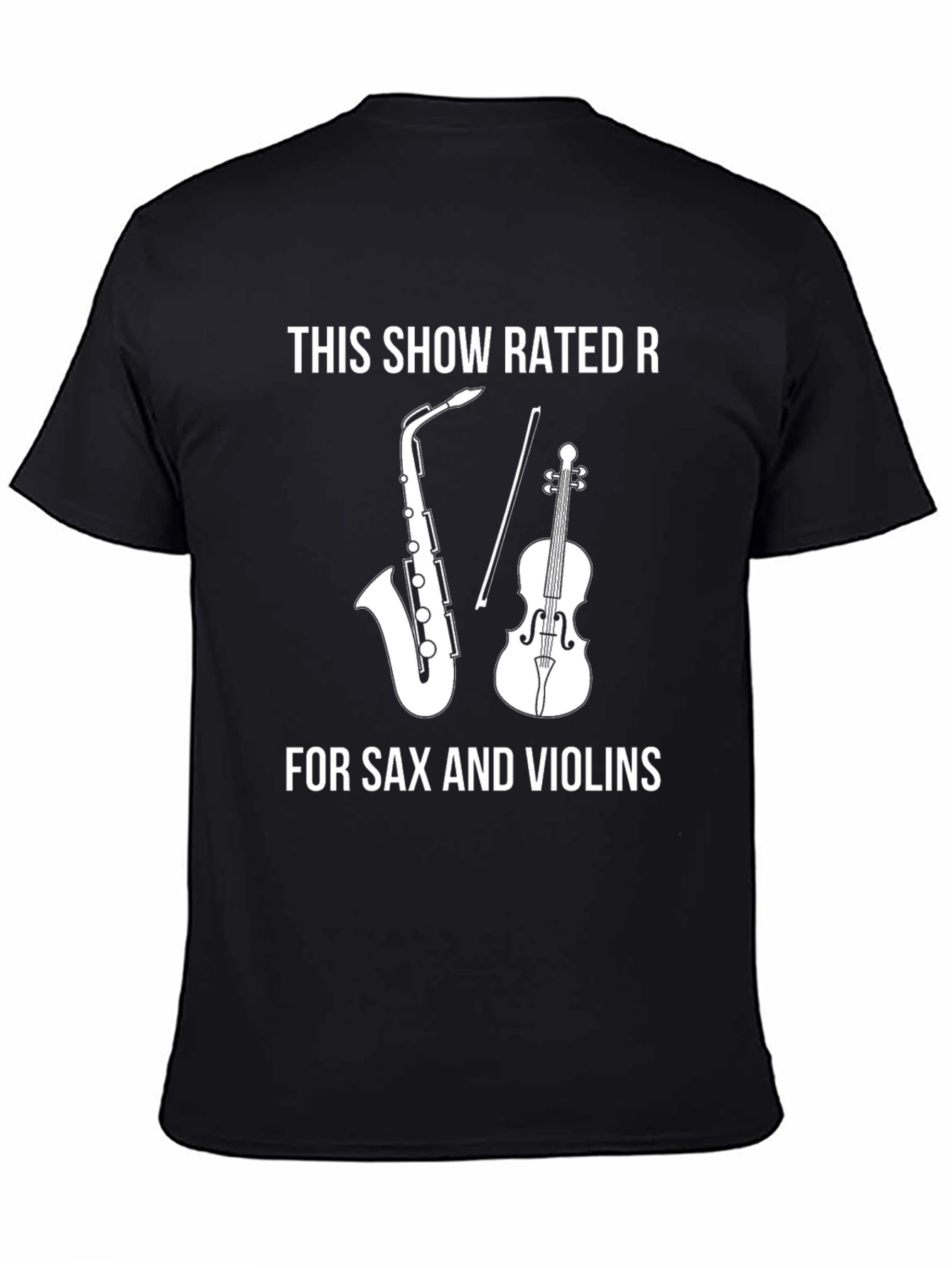 Black Rated R Sax & Violins T-Shirt view 4