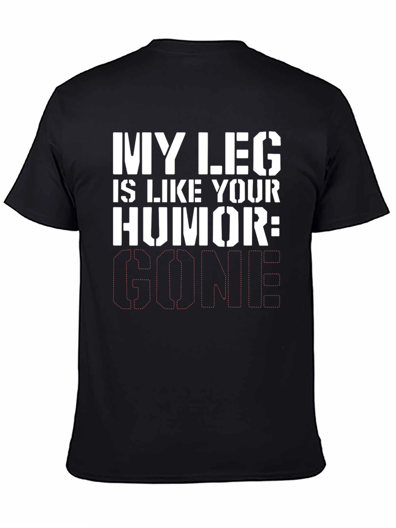 Black Humorous Leg Injury Graphic Tee view 4