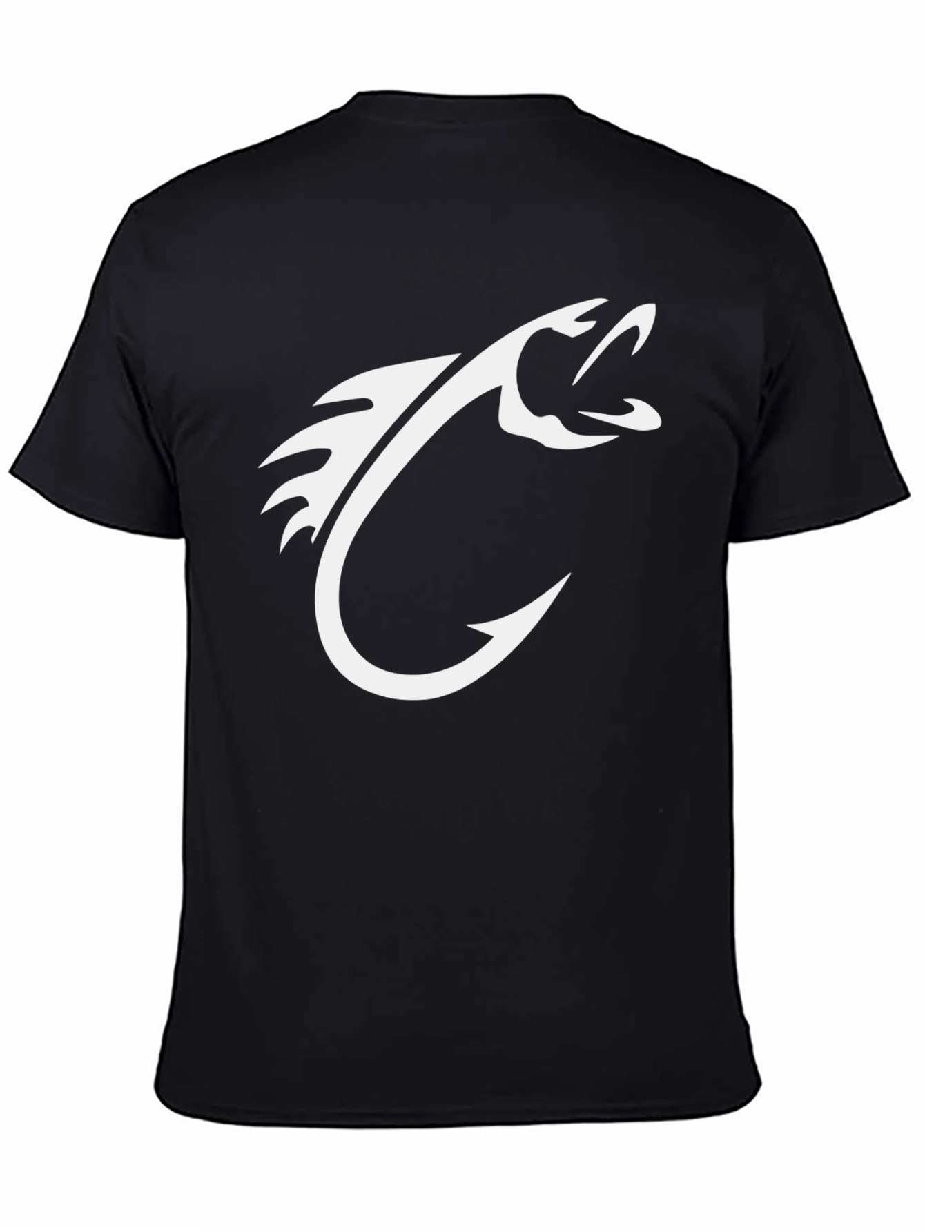 Black Fish Hook Graphic Tee - Black Cotton T-Shirt view 4