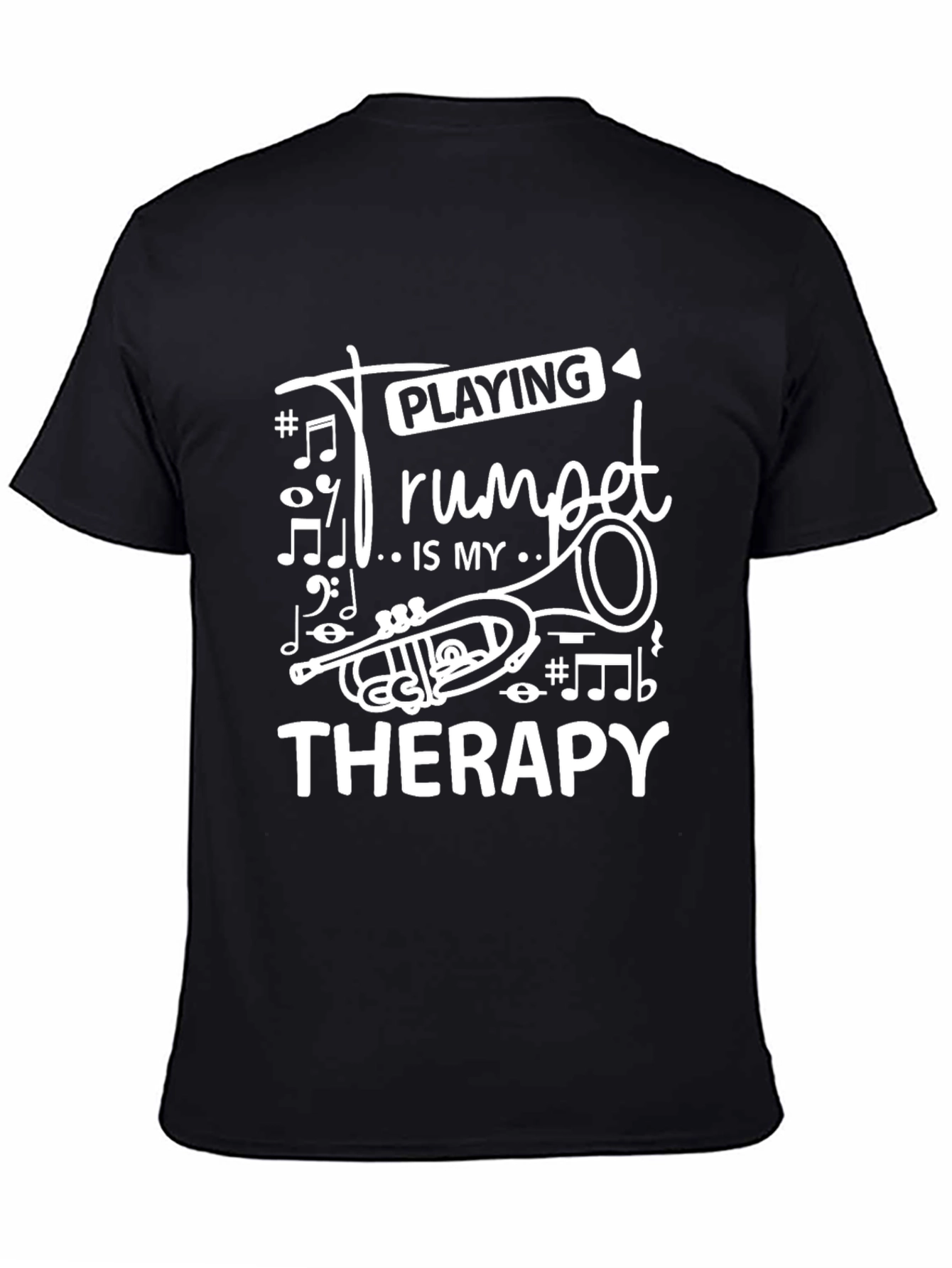 Black Trumpet Therapy Tee - Musician Gift view 4