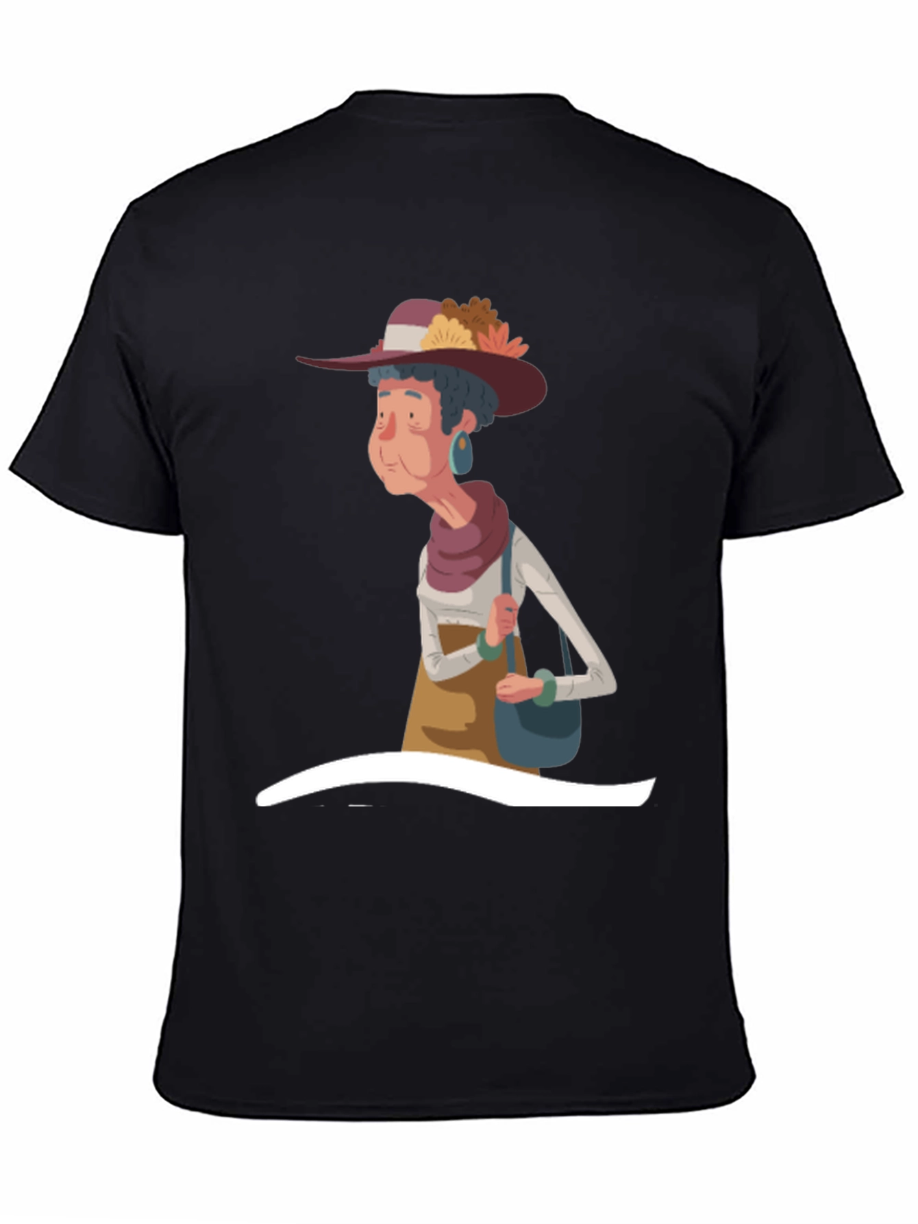 Black Stylish Cartoon Granny Graphic T-Shirt view 4