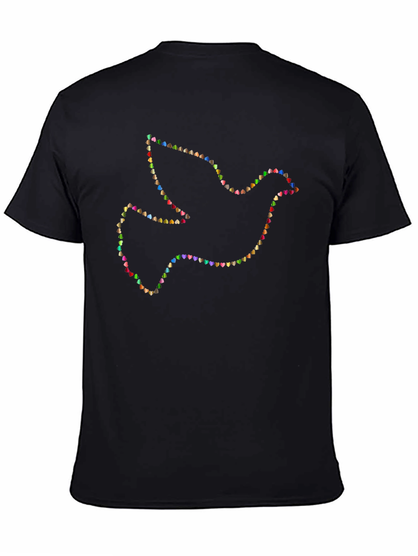 Black Peace Dove T-Shirt: Heart Outline Design, Black Tee view 4