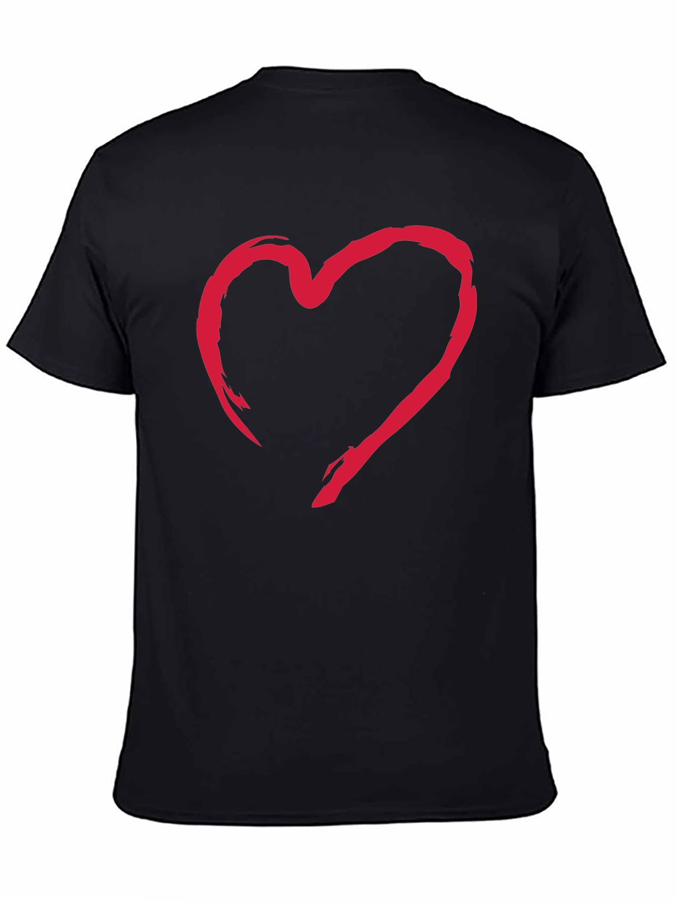 Black Bold Heart Graphic Tee - Black Cotton Casual Shirt view 4