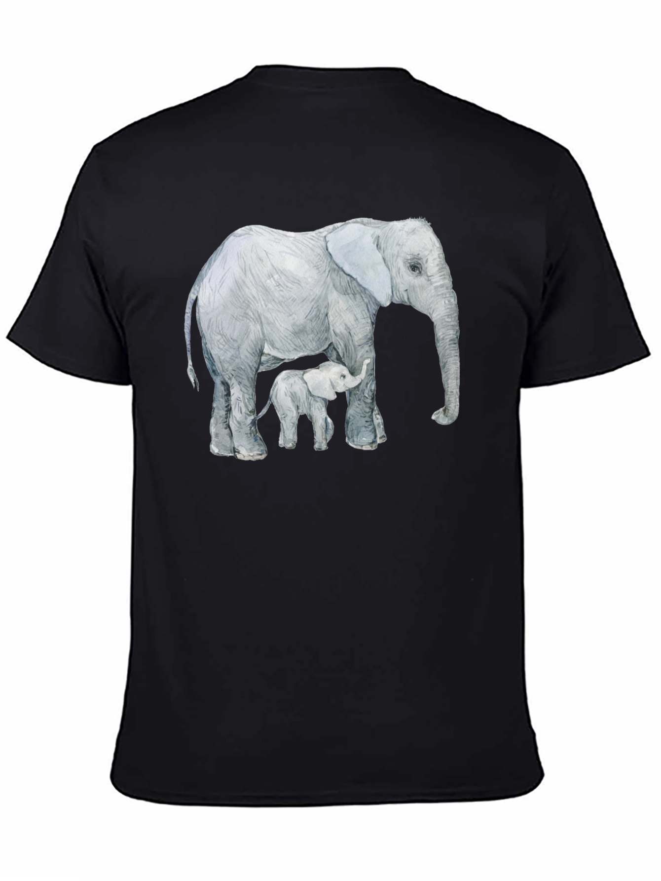 Black Elephant and Calf Graphic Tee - Black Cotton Comfort view 4