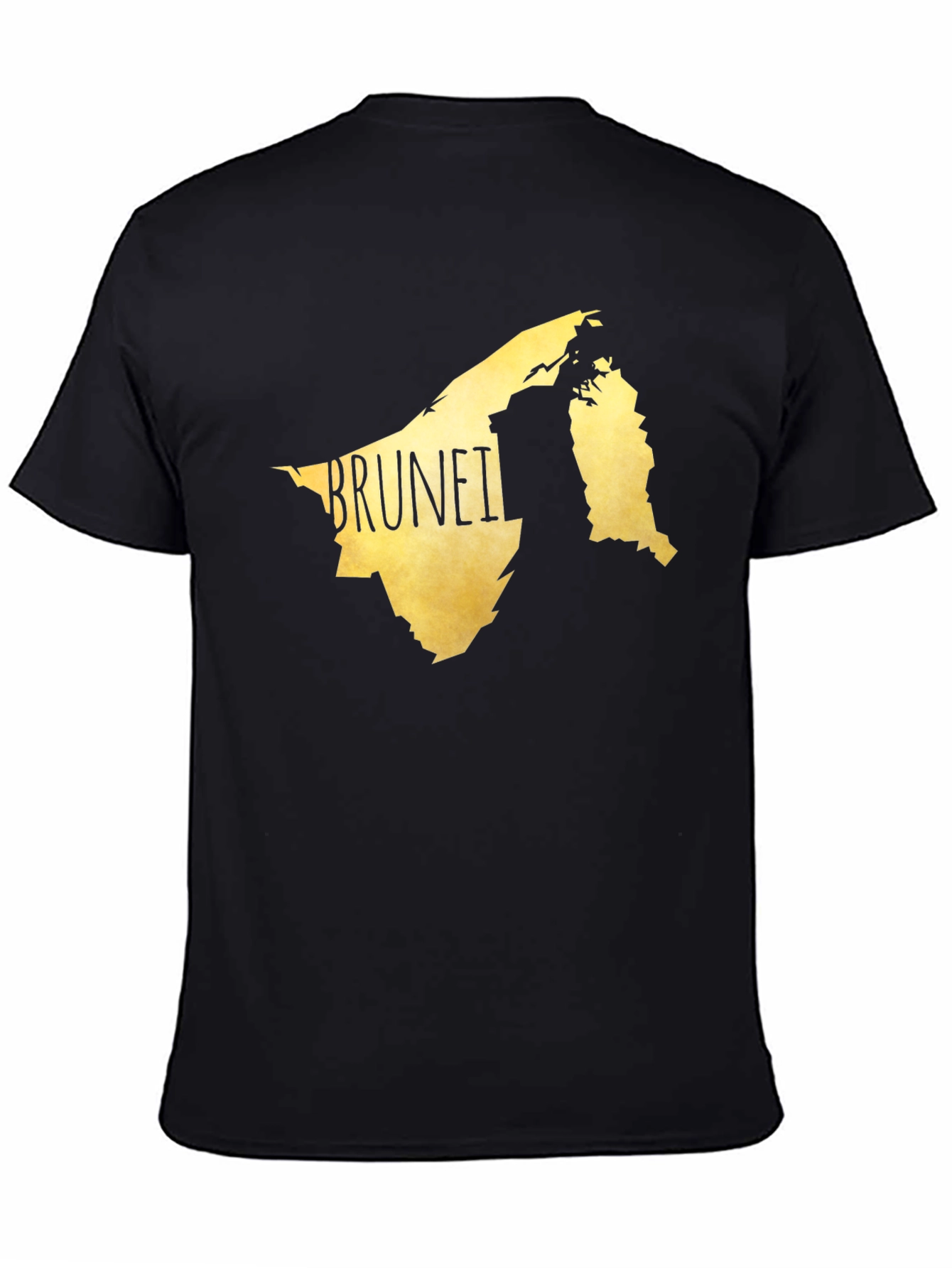 Black Brunei Map Graphic Tee - Black Cotton Casual T-Shirt view 4