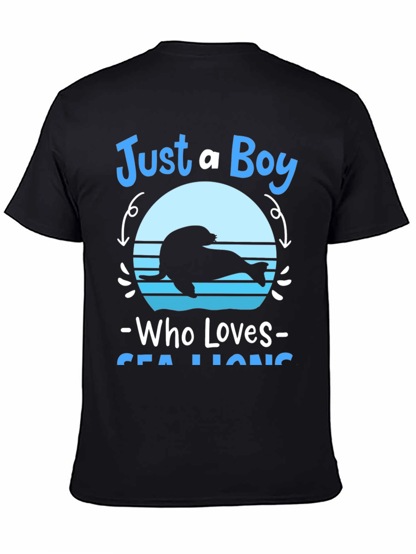 Black Just A Boy Who Loves Sea Lions Graphic Tee view 4