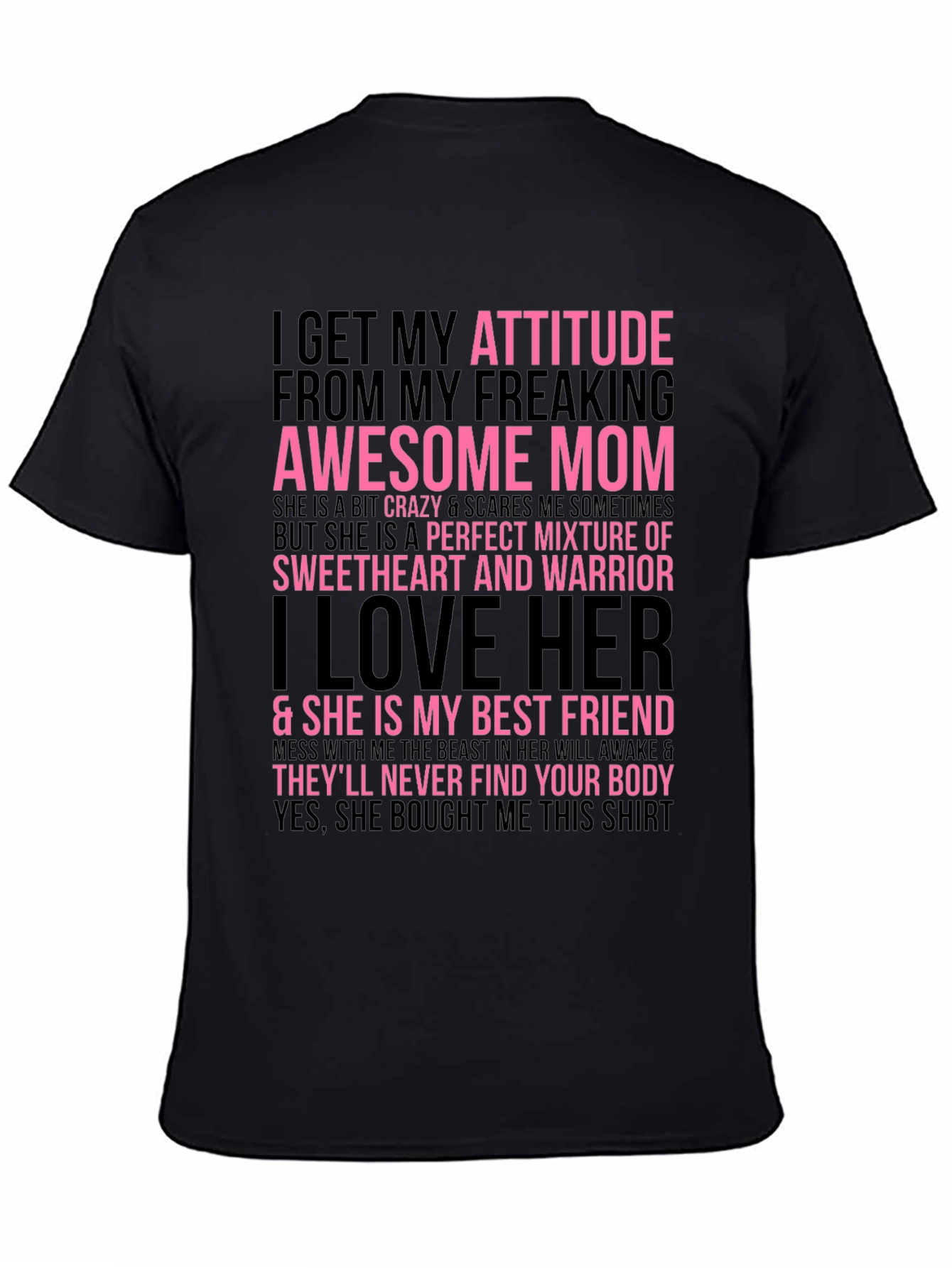 Black Awesome Mom Graphic Tee - Funny Slogan T-Shirt view 4
