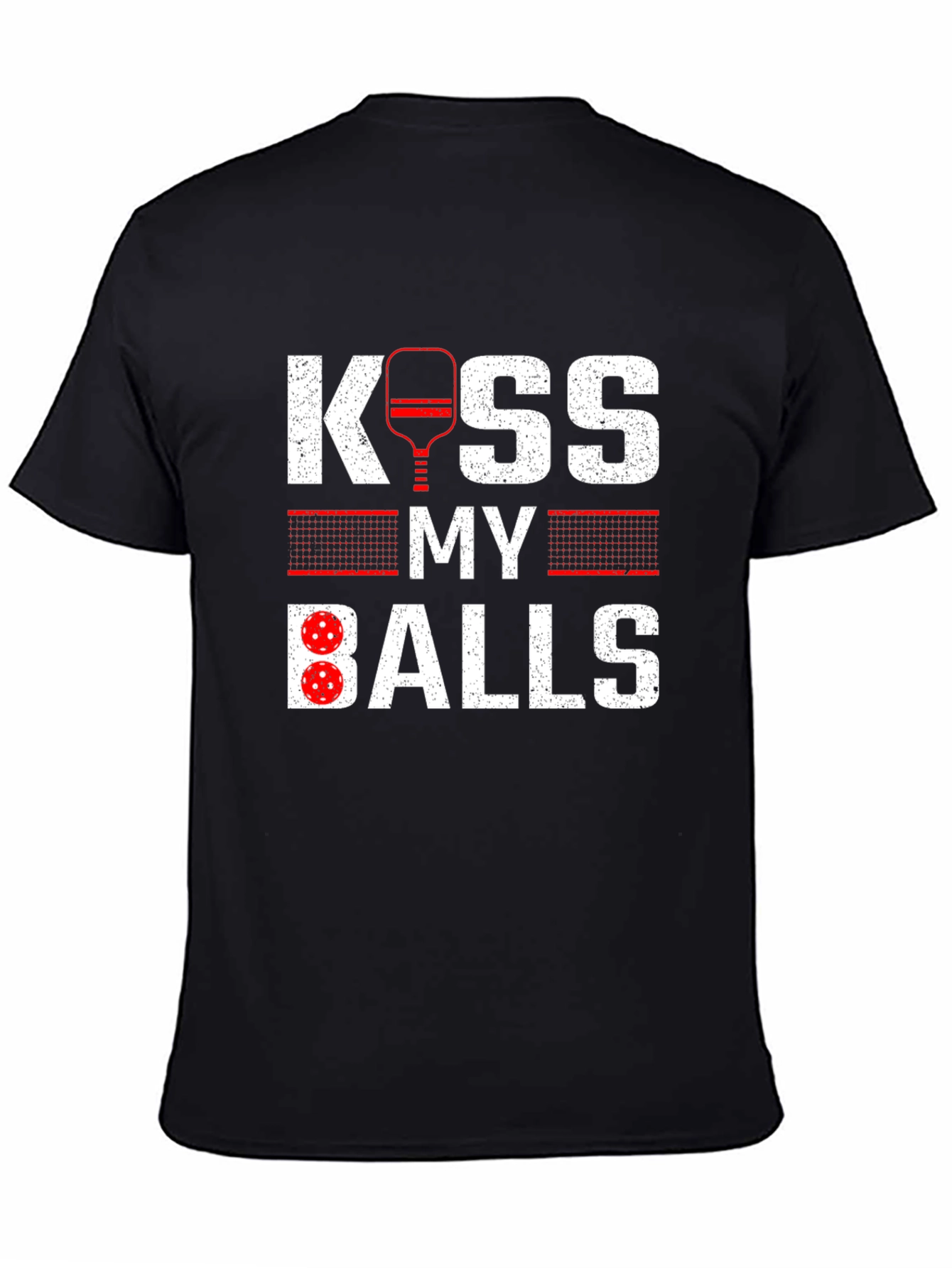 Black Kiss My Balls T-Shirt - Pickleball Humor view 4
