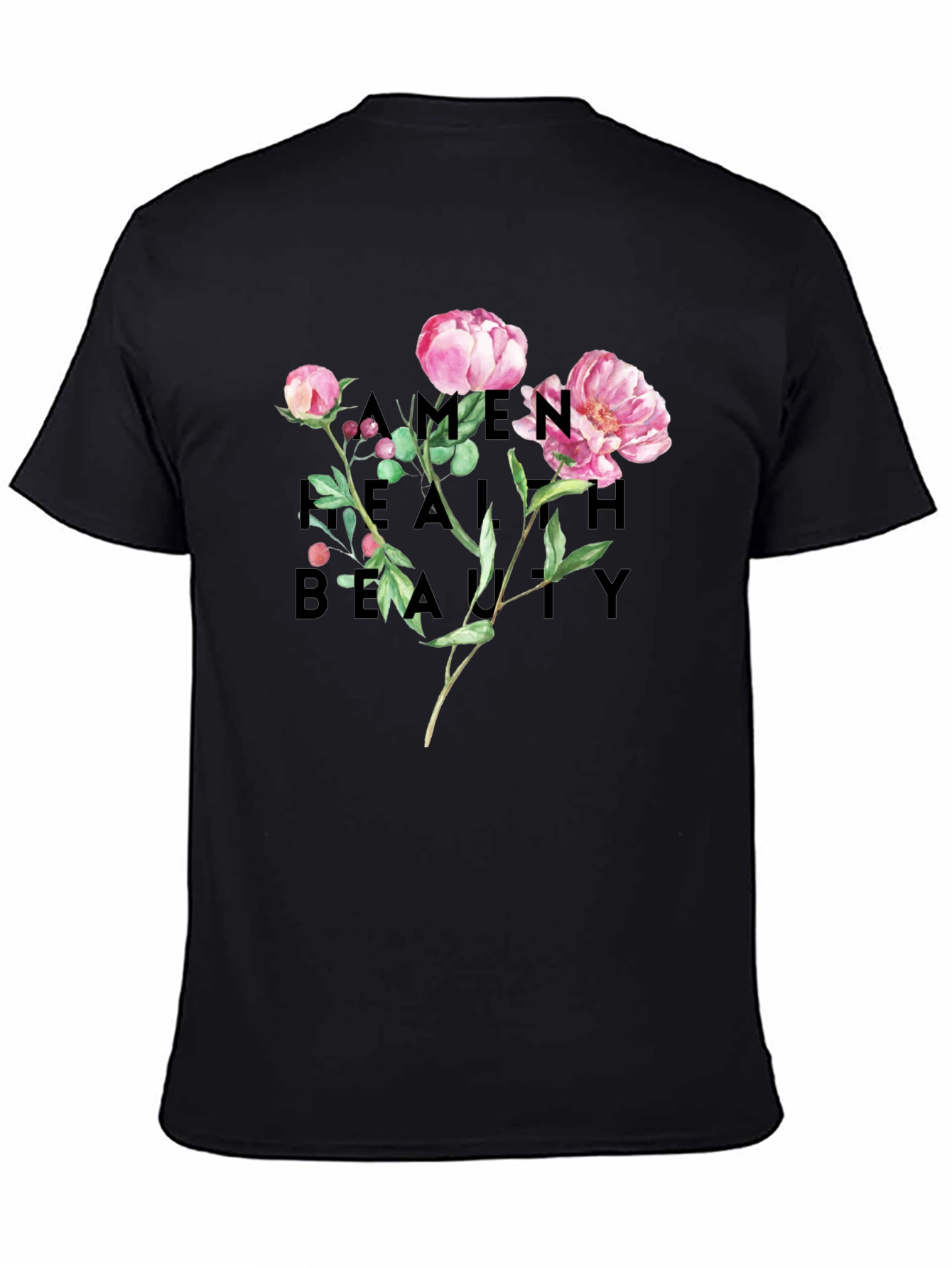 Black Floral Graphic Print Black T-Shirt view 4