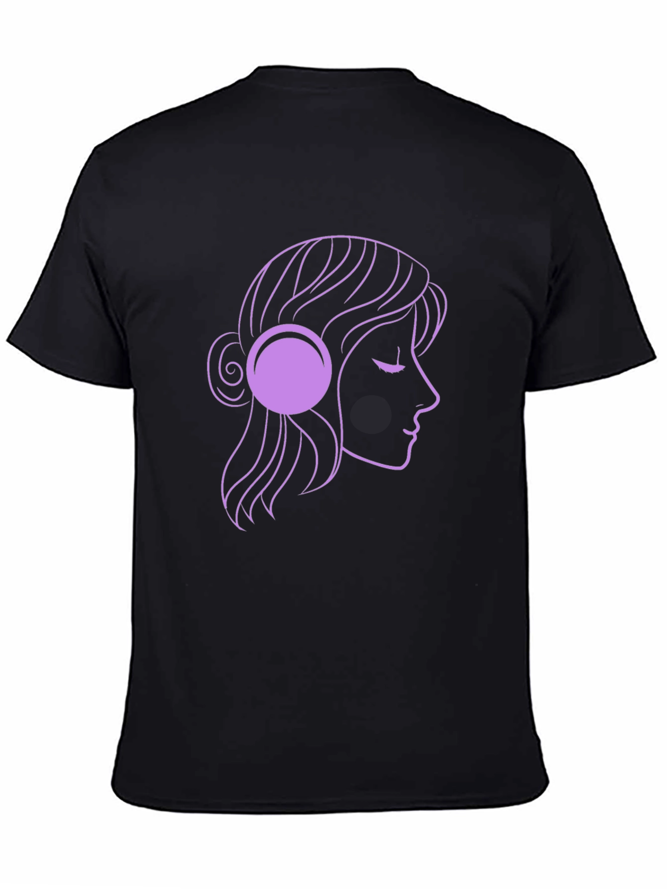 Black Woman with Headphones Graphic Tee - Black view 4