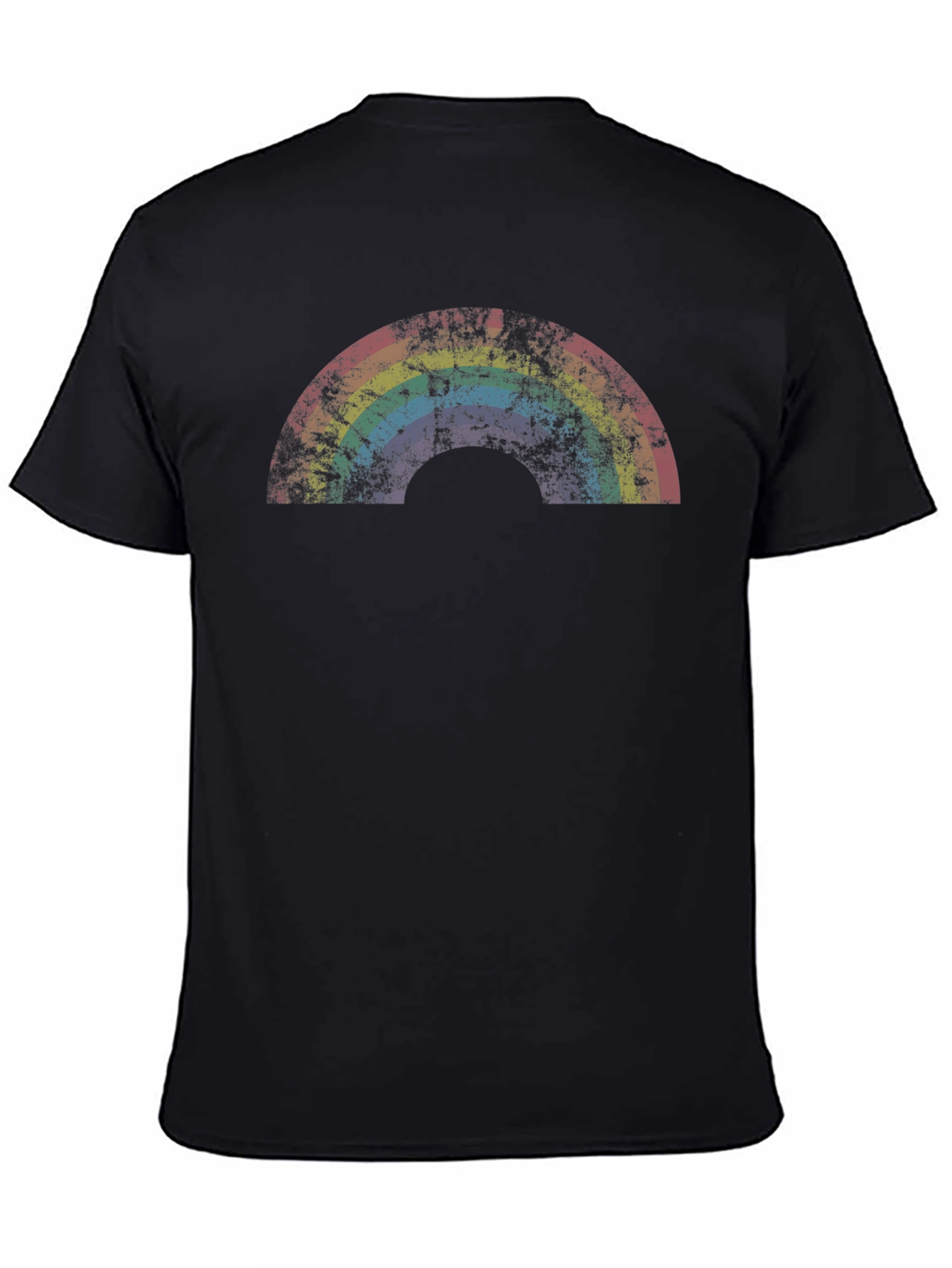 Black Retro Rainbow Graphic Black Tee view 4
