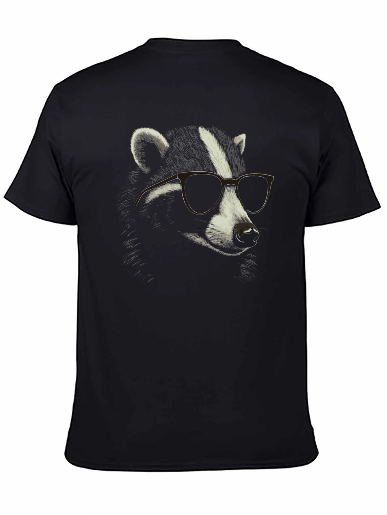 Black Cool Raccoon Graphic Tee - Black Cotton T-Shirt view 4