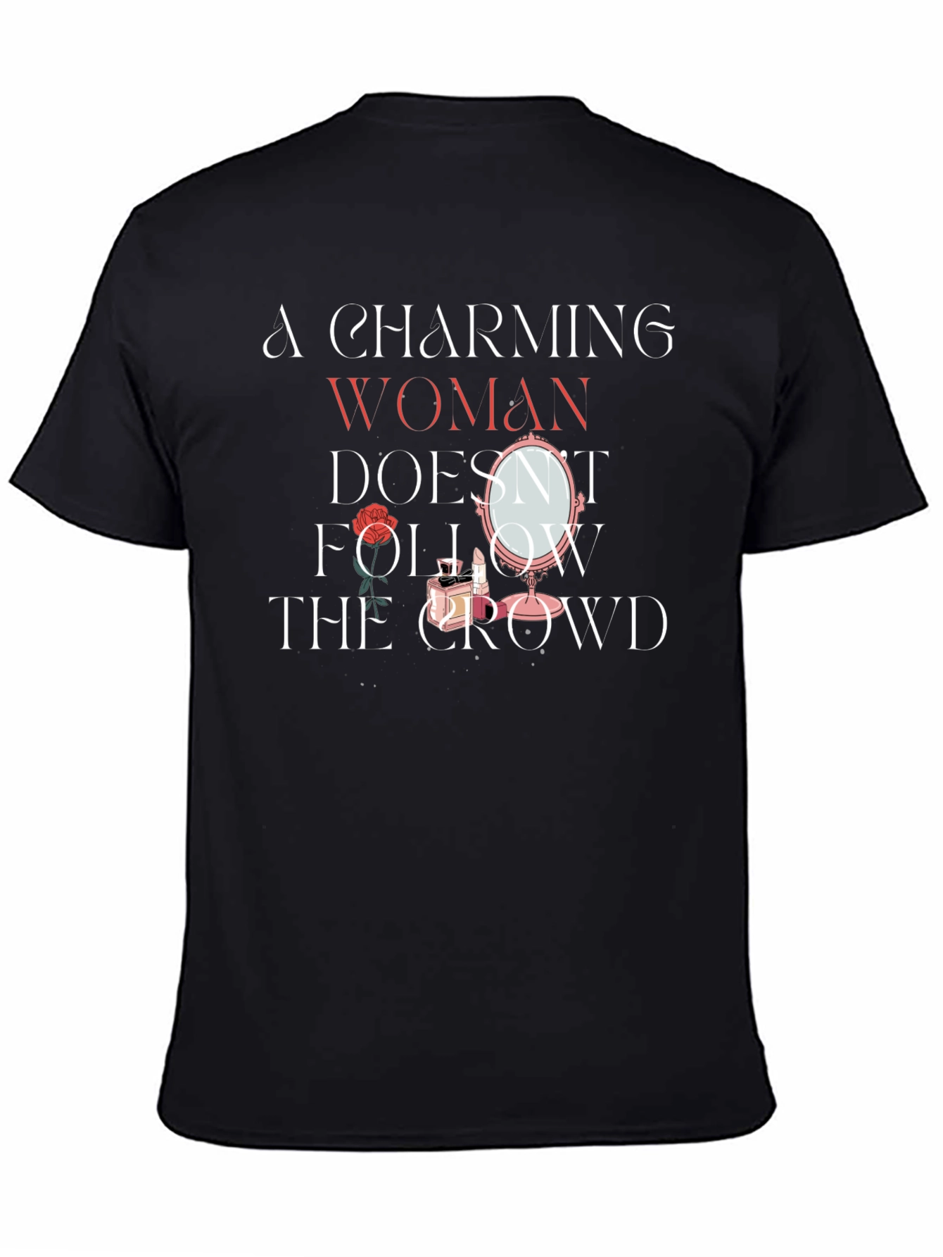 Black Charming Woman Graphic T-Shirt - Unique Design view 4