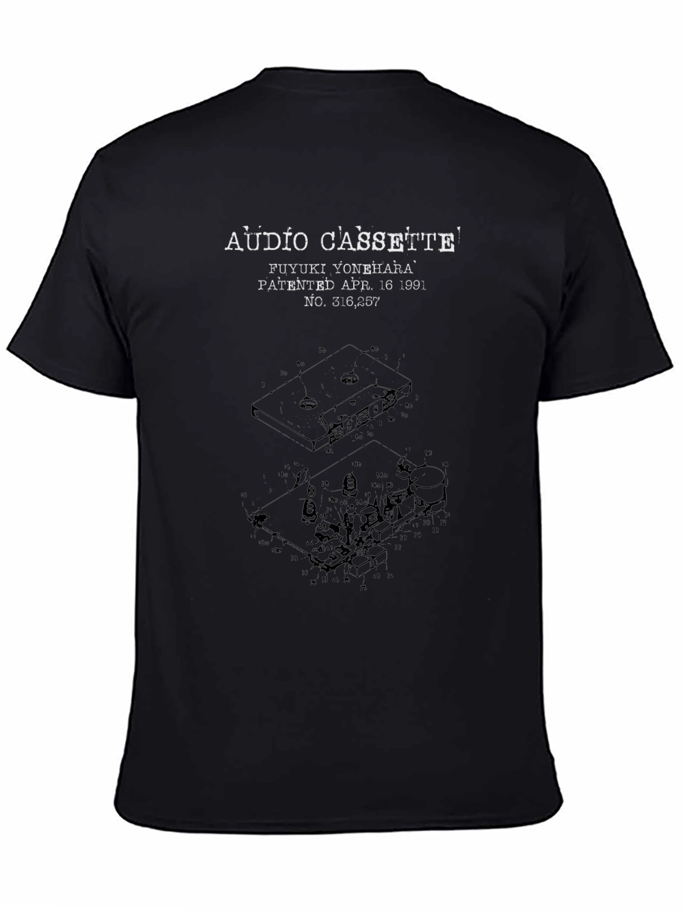Black Audio Cassette Patent T-Shirt - Vintage Style view 4
