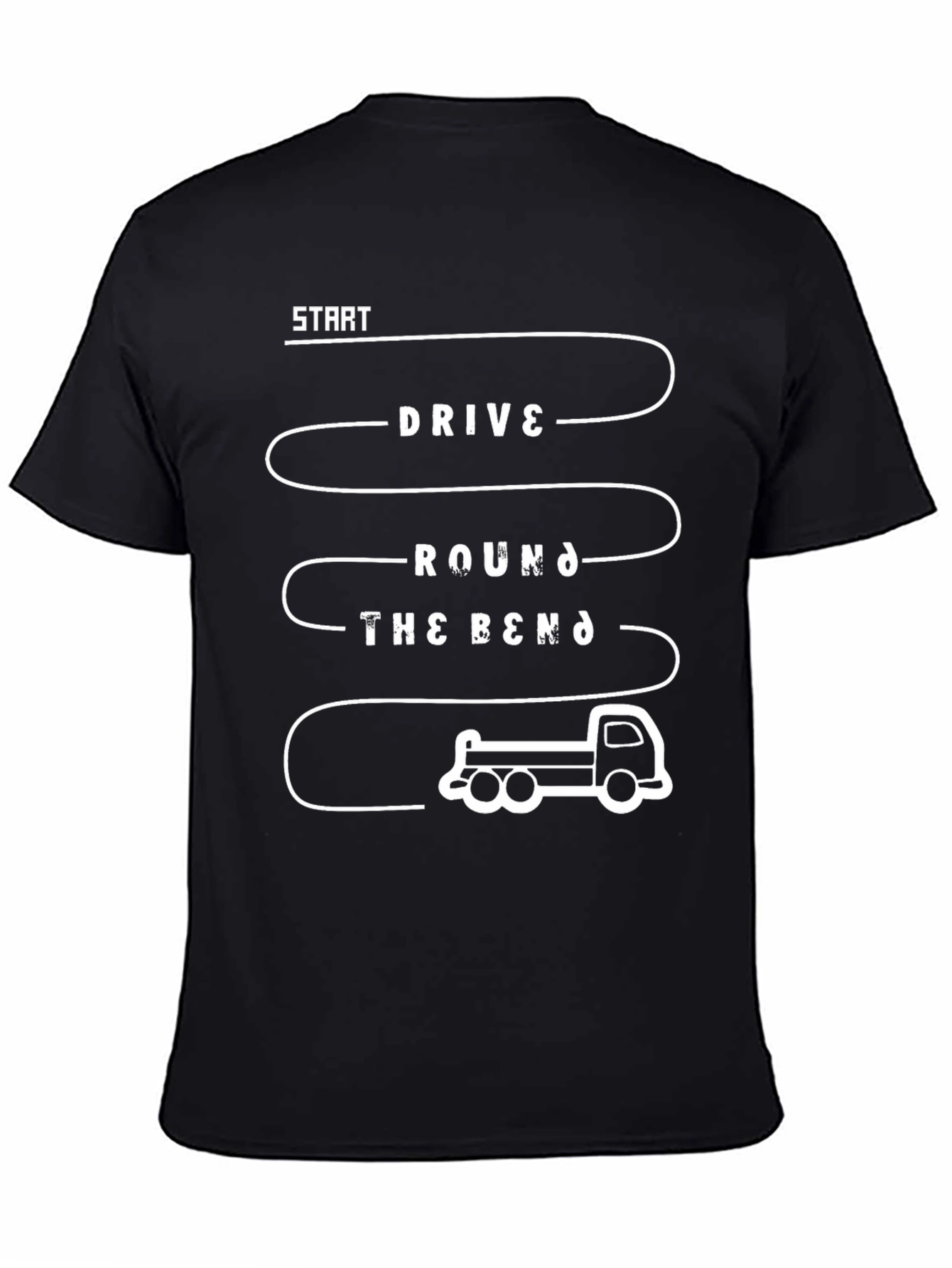 Black Drive Round the Bend Black Graphic T-Shirt view 4