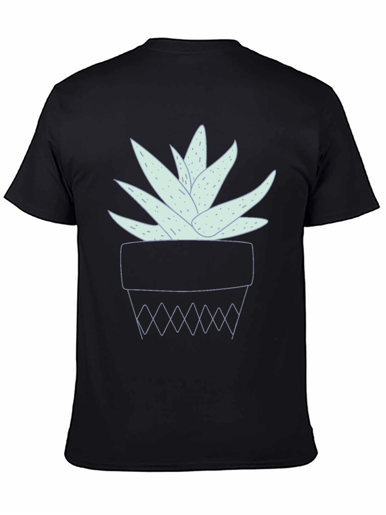 Black Aloe Vera Plant Graphic Tee - Black Casual Shirt view 4