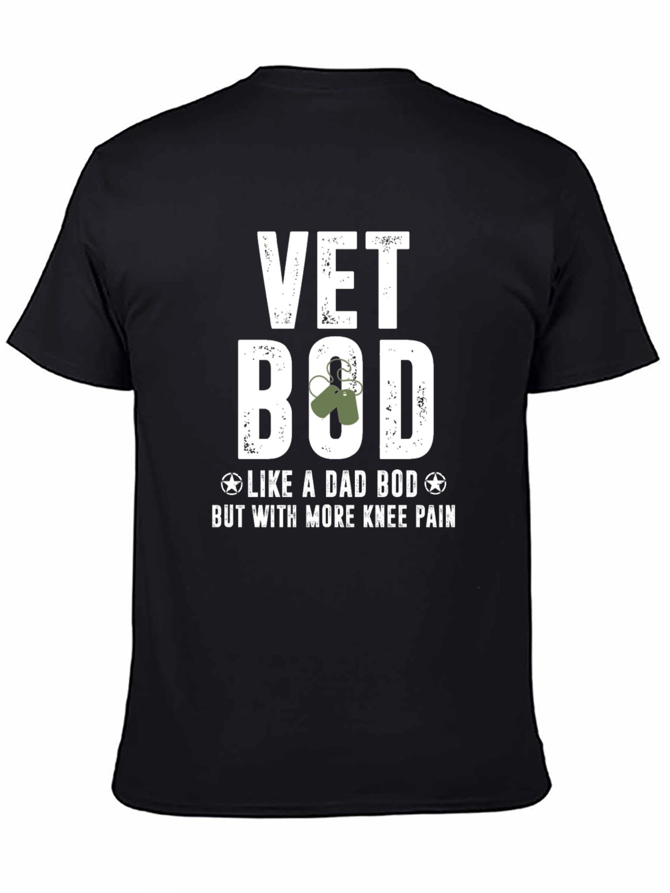 Black Vet Bod T-Shirt - Veteran Humor view 4