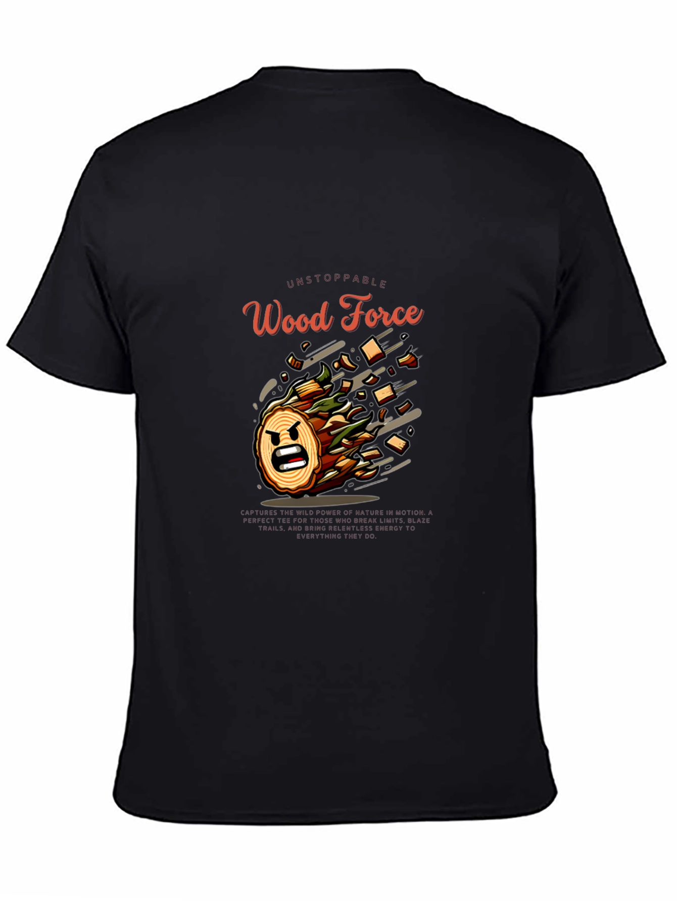 Black Unstoppable Wood Force Graphic T-Shirt view 4
