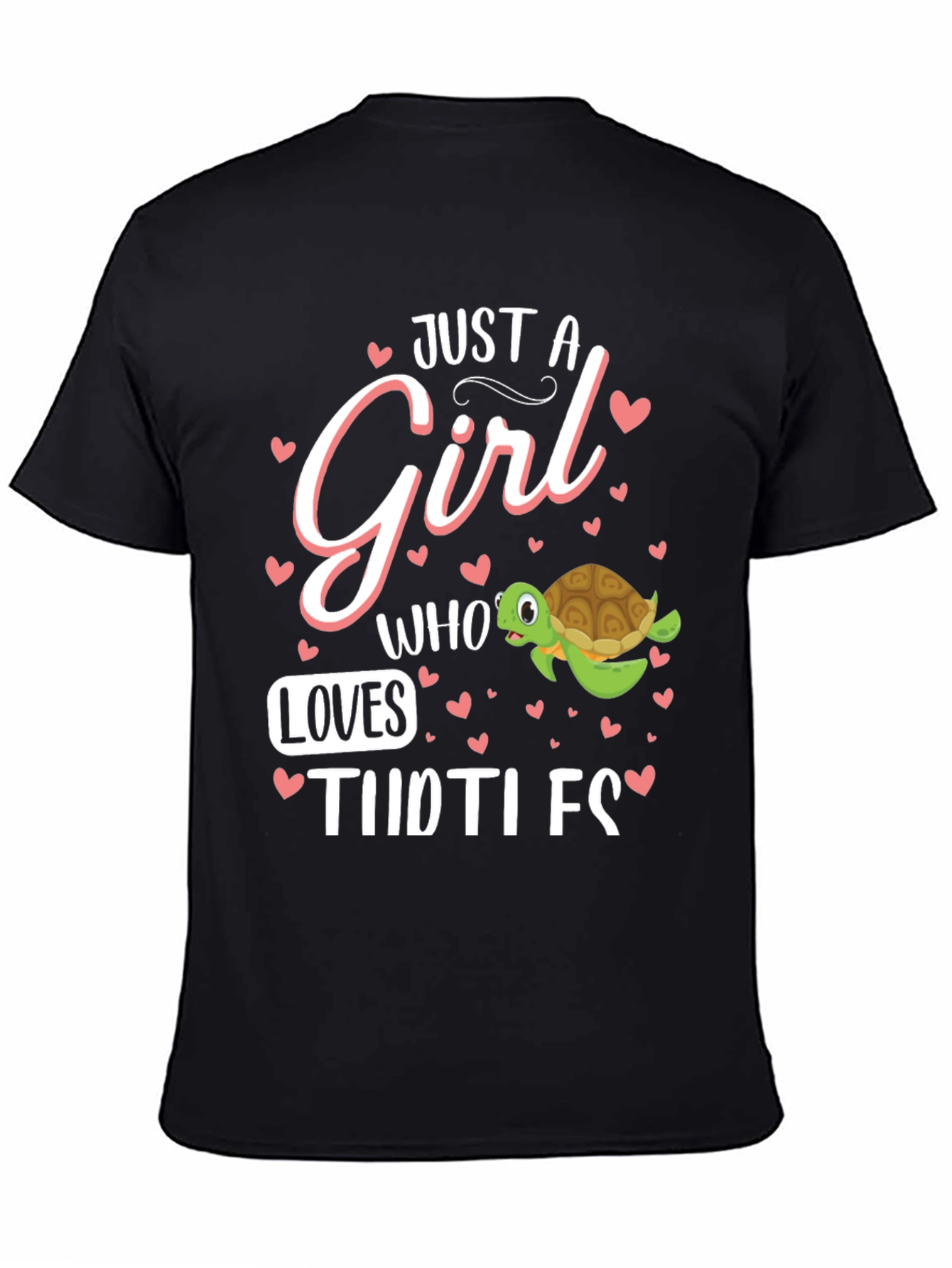 Black Just A Girl Who Loves Turtles T-Shirt view 4