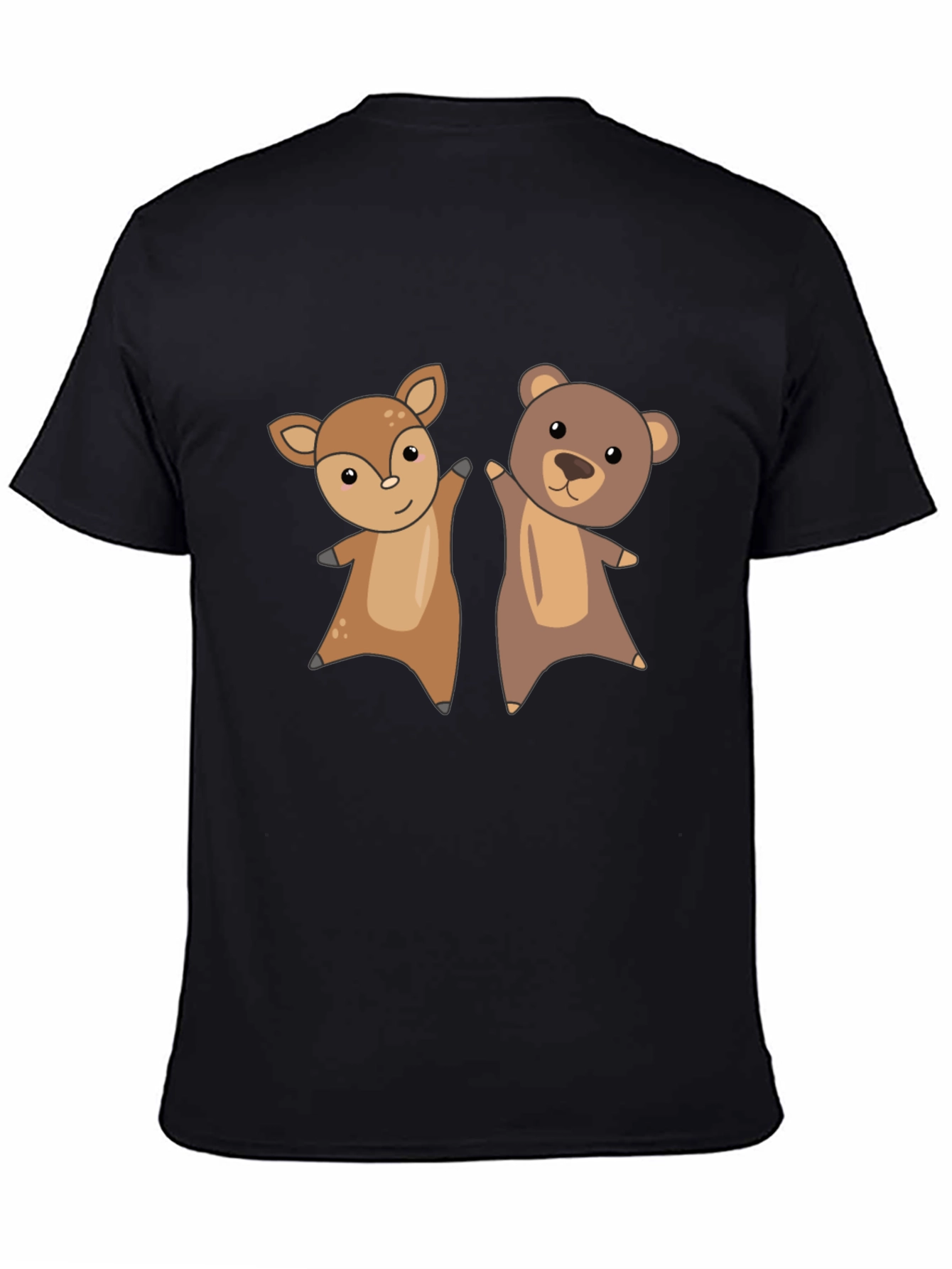 Black Cute Animal Cartoon Graphic T-Shirt view 4