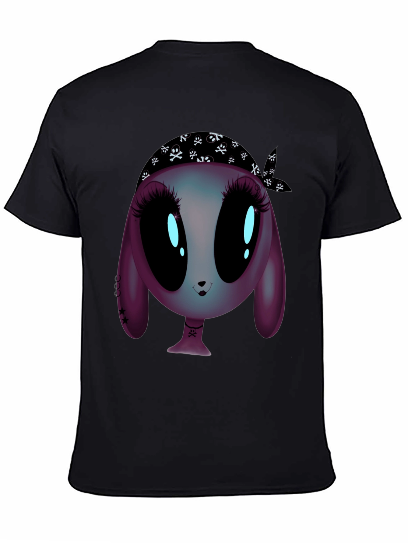 Black Alien Cartoon Graphic Tee - Unisex Black T-Shirt view 4