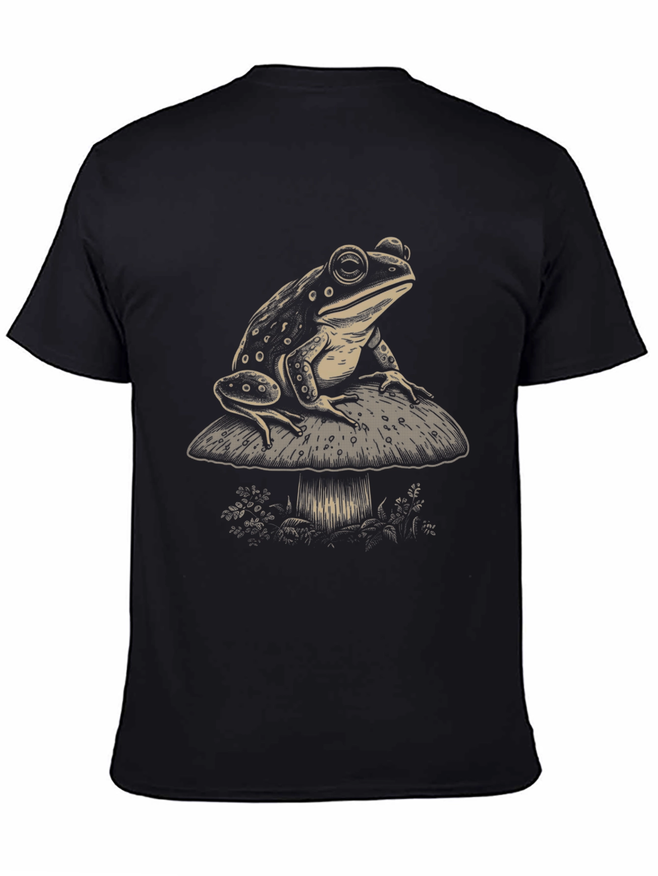 Black Frog on Mushroom Graphic T-Shirt view 4