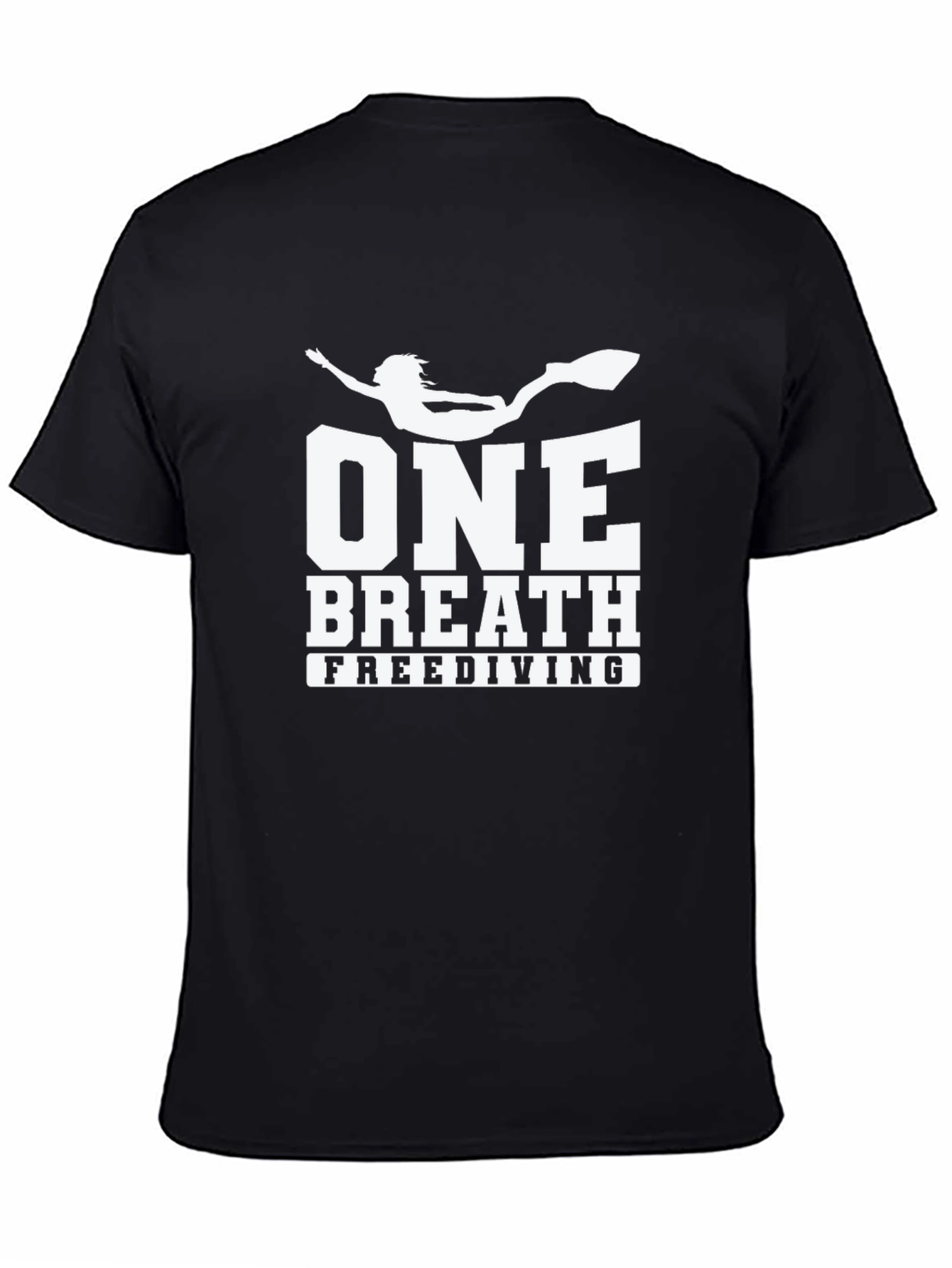 Black One Breath Freediving T-Shirt, Black Cotton Tee view 4