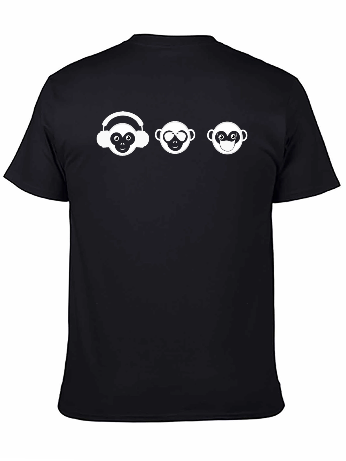 Black Three Wise Monkeys Graphic Tee - Black view 4