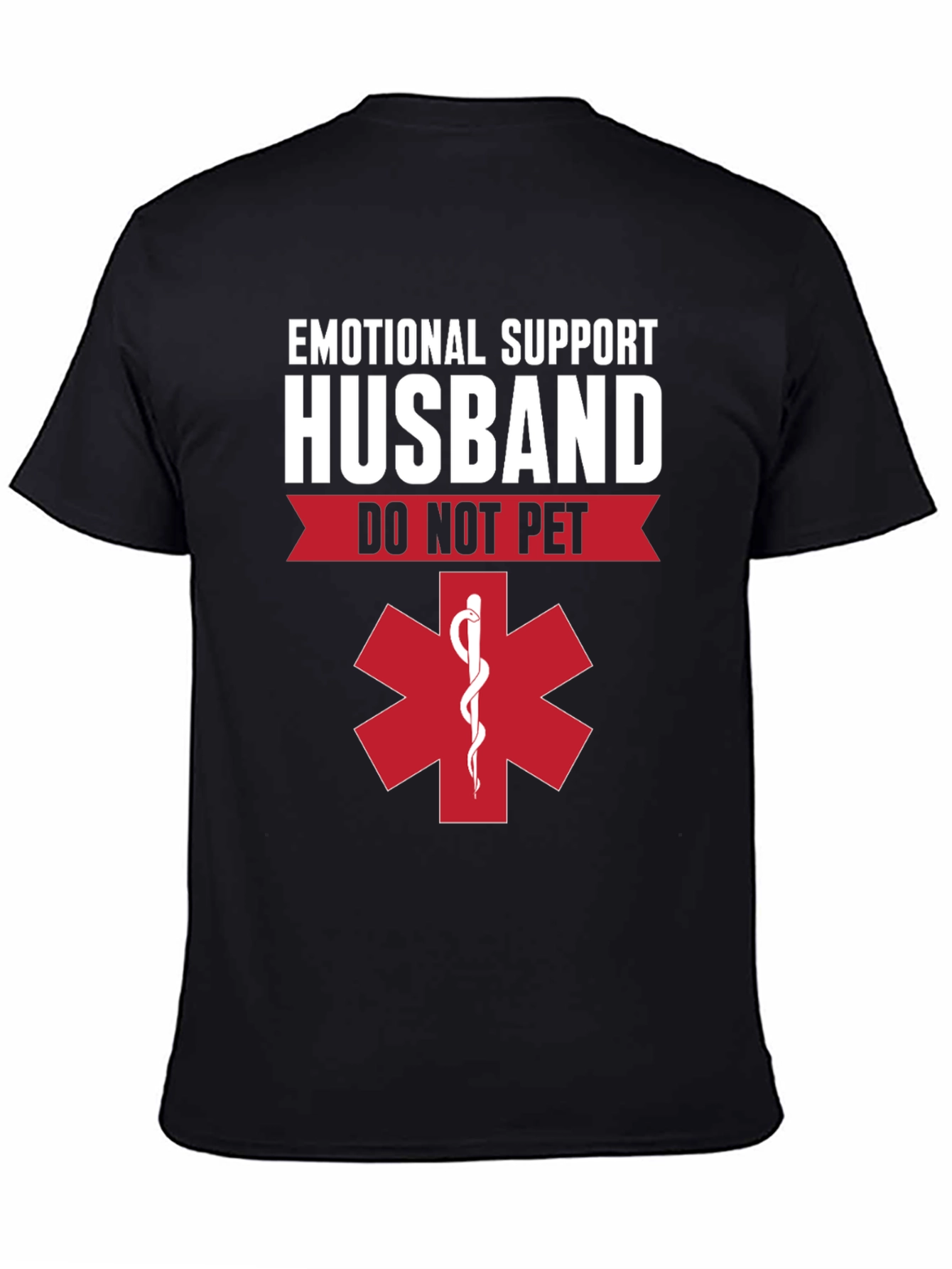 Black Emotional Support Husband T-Shirt - Do Not Pet view 4