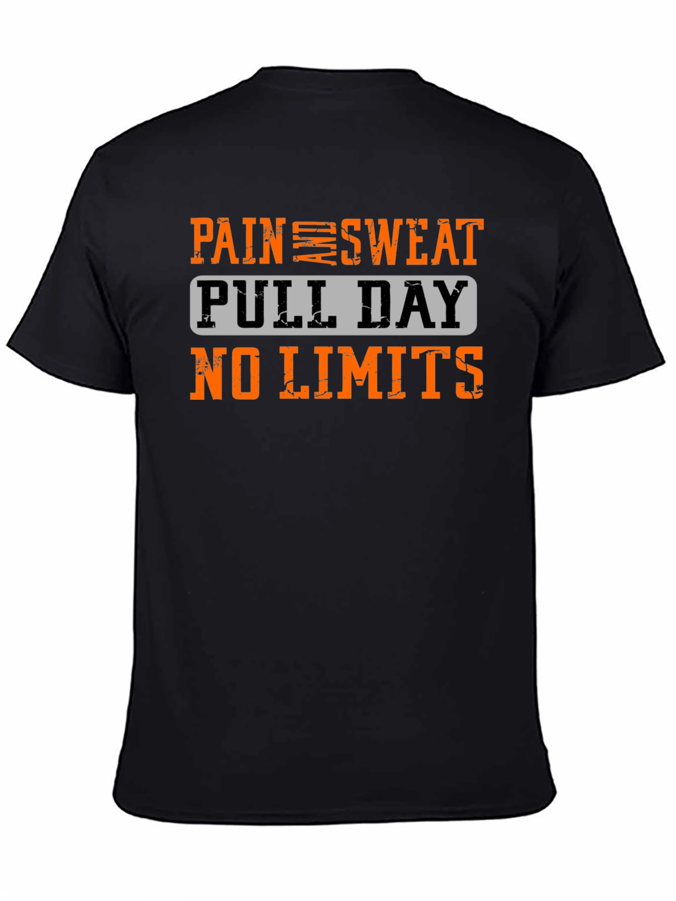 Black Pain Sweat Pull Day No Limits Workout T-Shirt view 4
