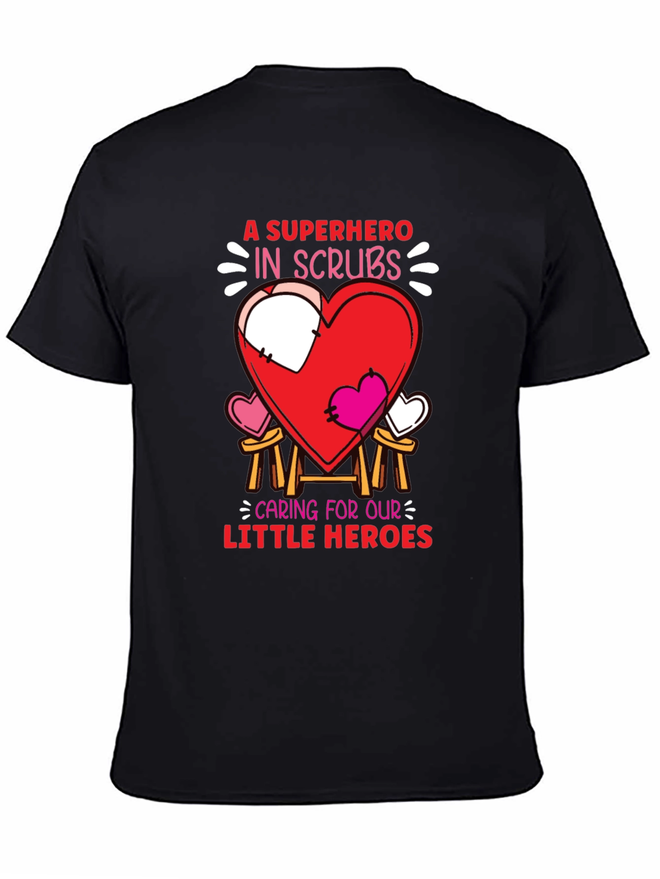 Black Superhero in Scrubs Graphic T-Shirt view 4