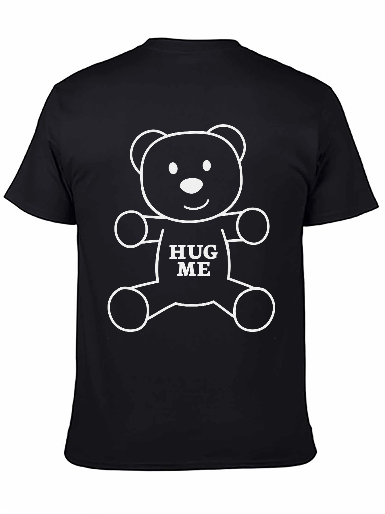 Black Cute Bear Hug Me Graphic T-Shirt view 4