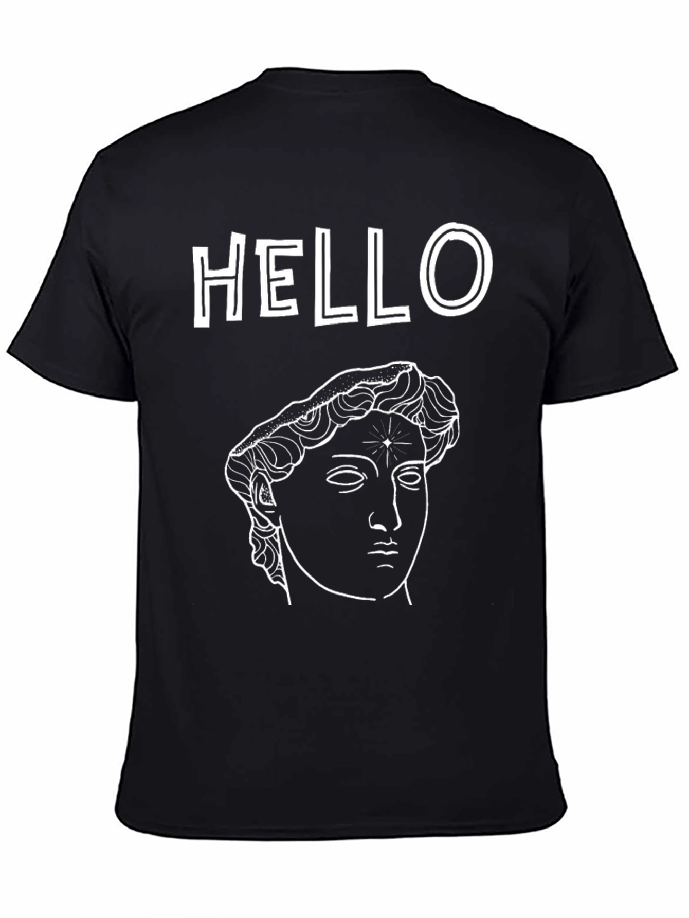 Black Hello Statue Graphic Tee - Trendy Black T-Shirt view 4
