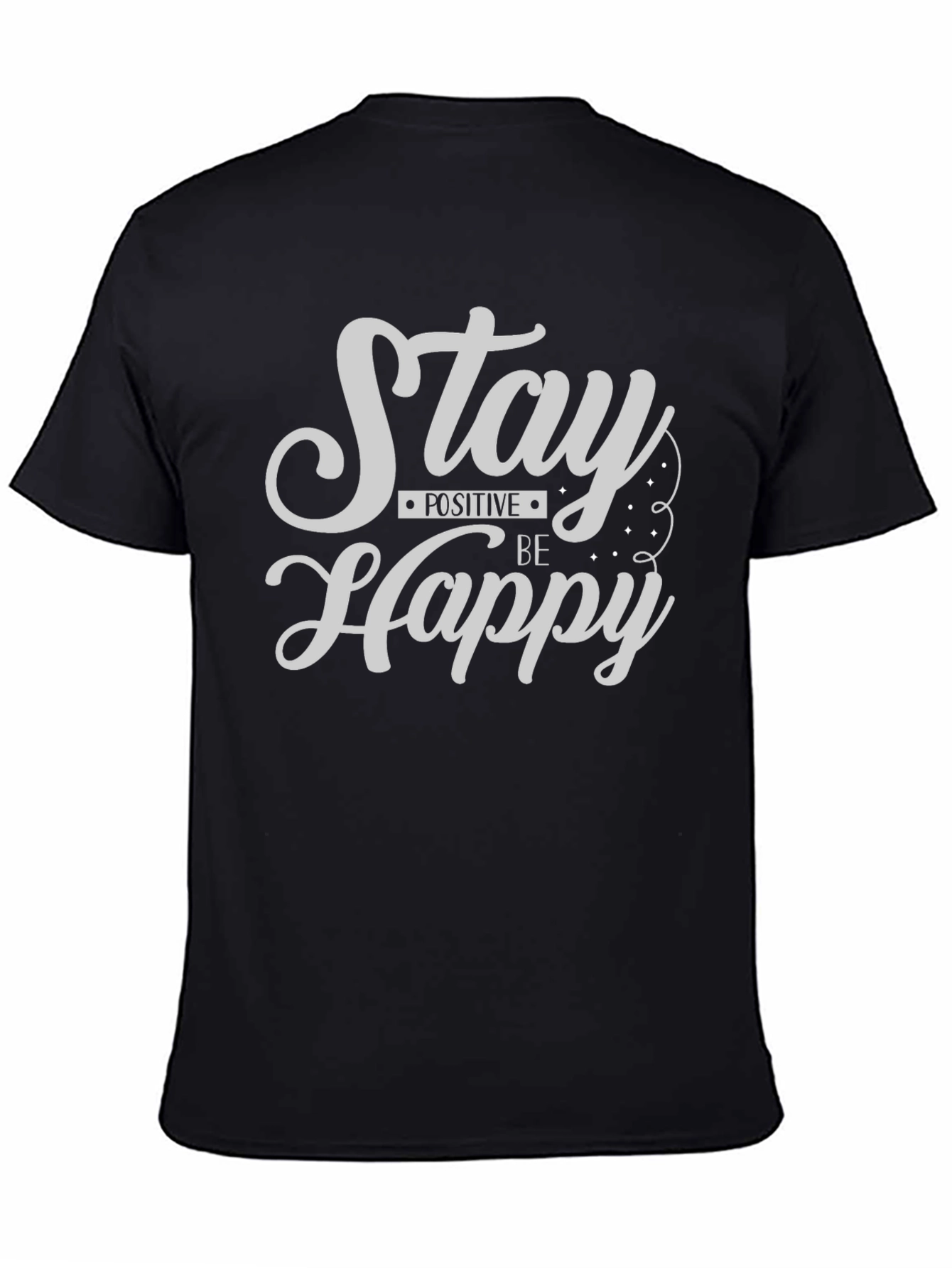 Black Stay Positive Be Happy Graphic Tee - Black view 4