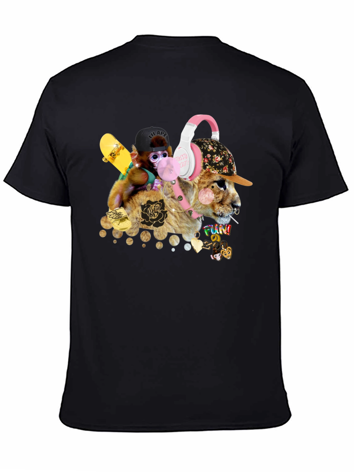 Black Funky Lion Graphic T-Shirt view 4