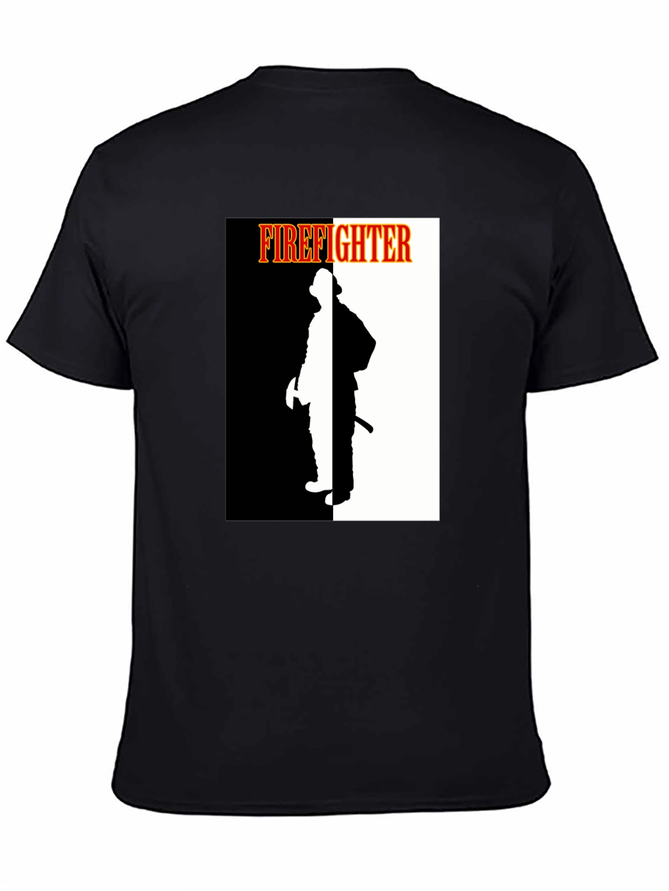 Black Firefighter Graphic Tee - Black Crew Neck Shirt view 4